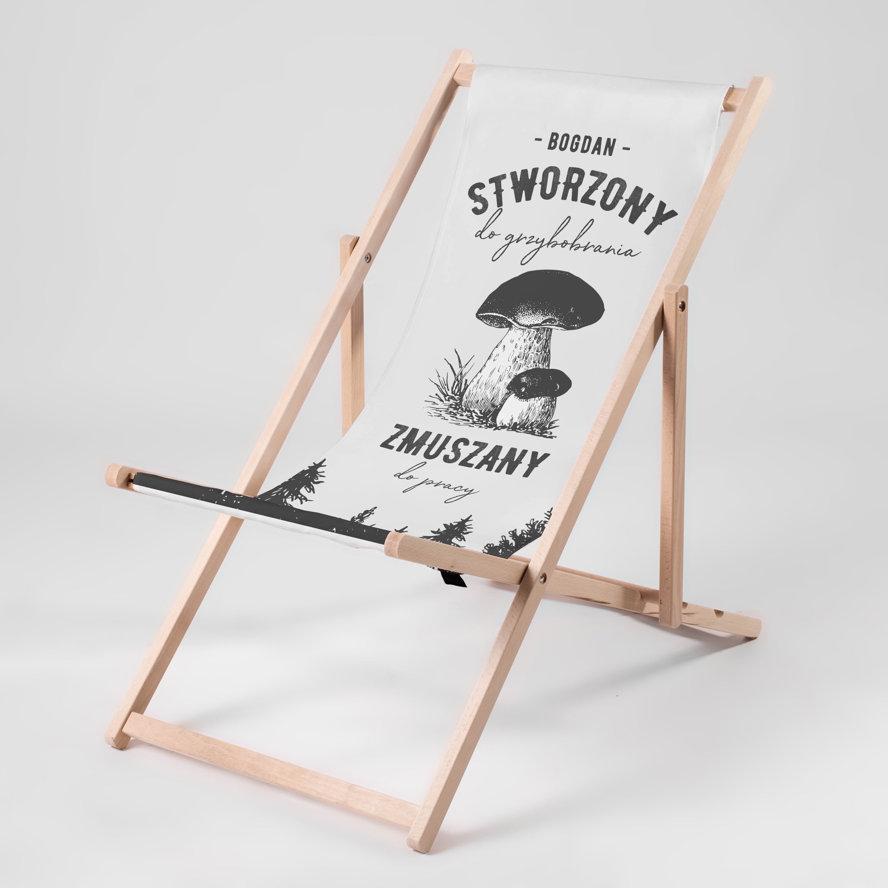 Personalizowany leżak dla grzybiarza leżak ogrodowy prezent dla grzybiarza leżak personalizowany