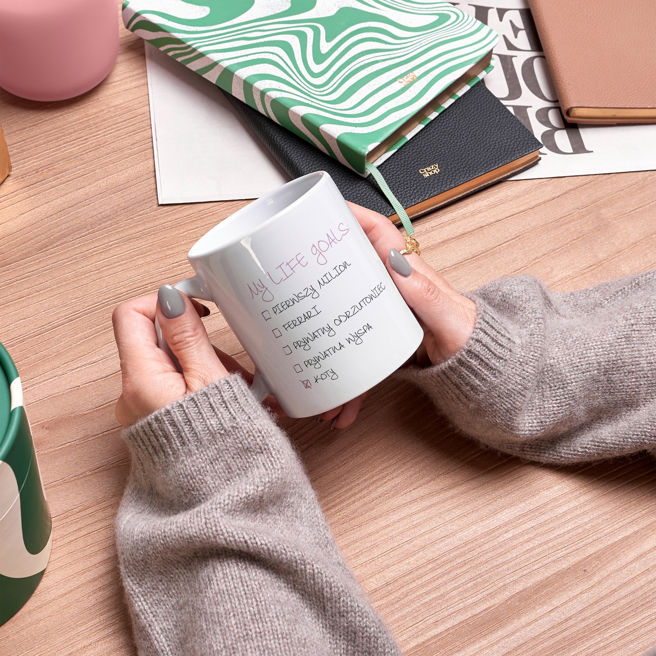 Kubek z dedykacją - Kotoholiczka - prezent dla miłośniczki kotów personalizowany kubek prezent dla kociary