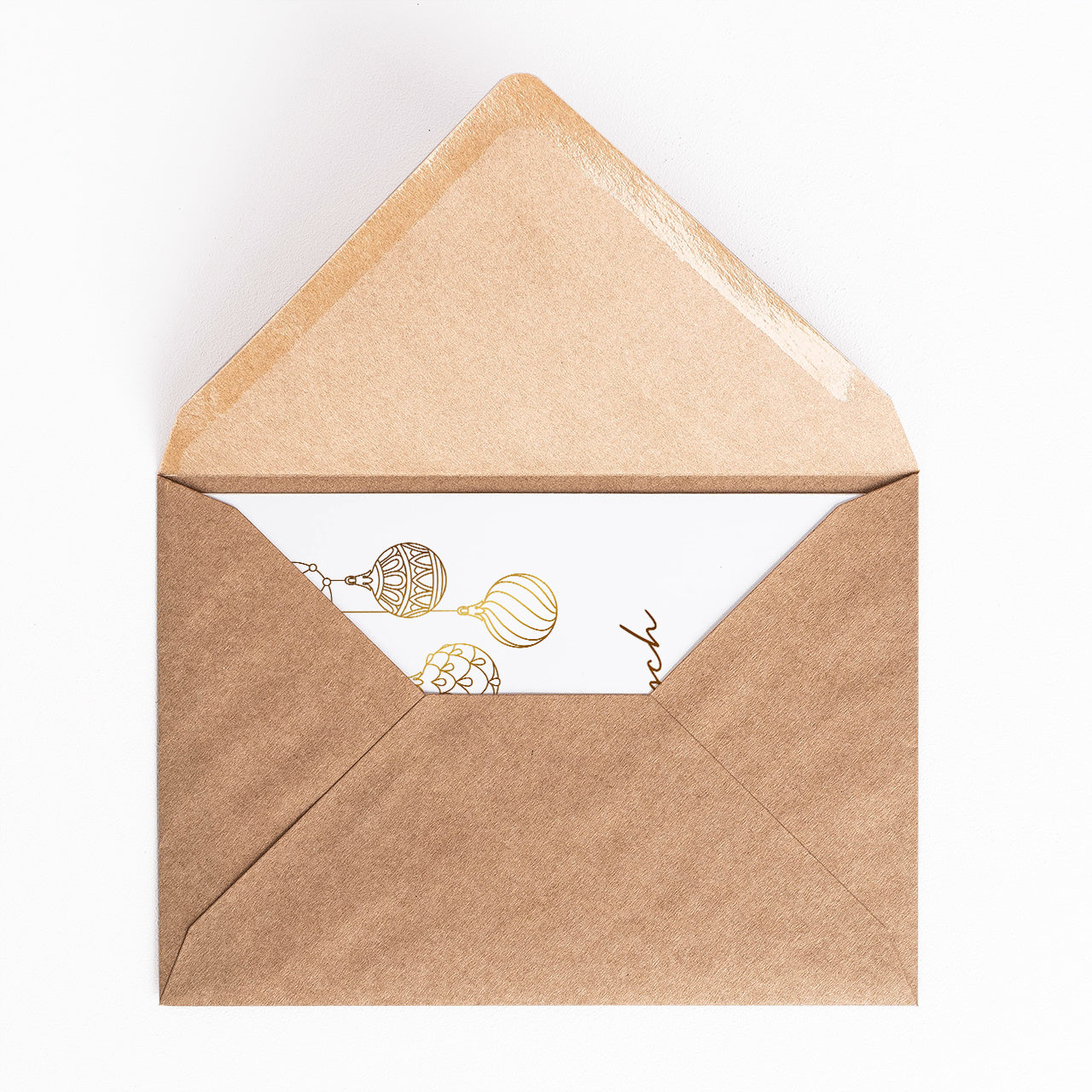 Kartka świąteczna ze złoceniem – bombki upominek świąteczny kartka z życzeniami na Boże Narodzenie