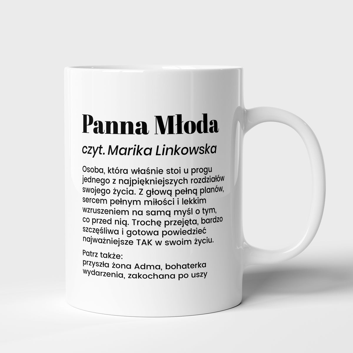 Śmieszny kubek z personalizacją - prezent dla przyszłej panny młodej
