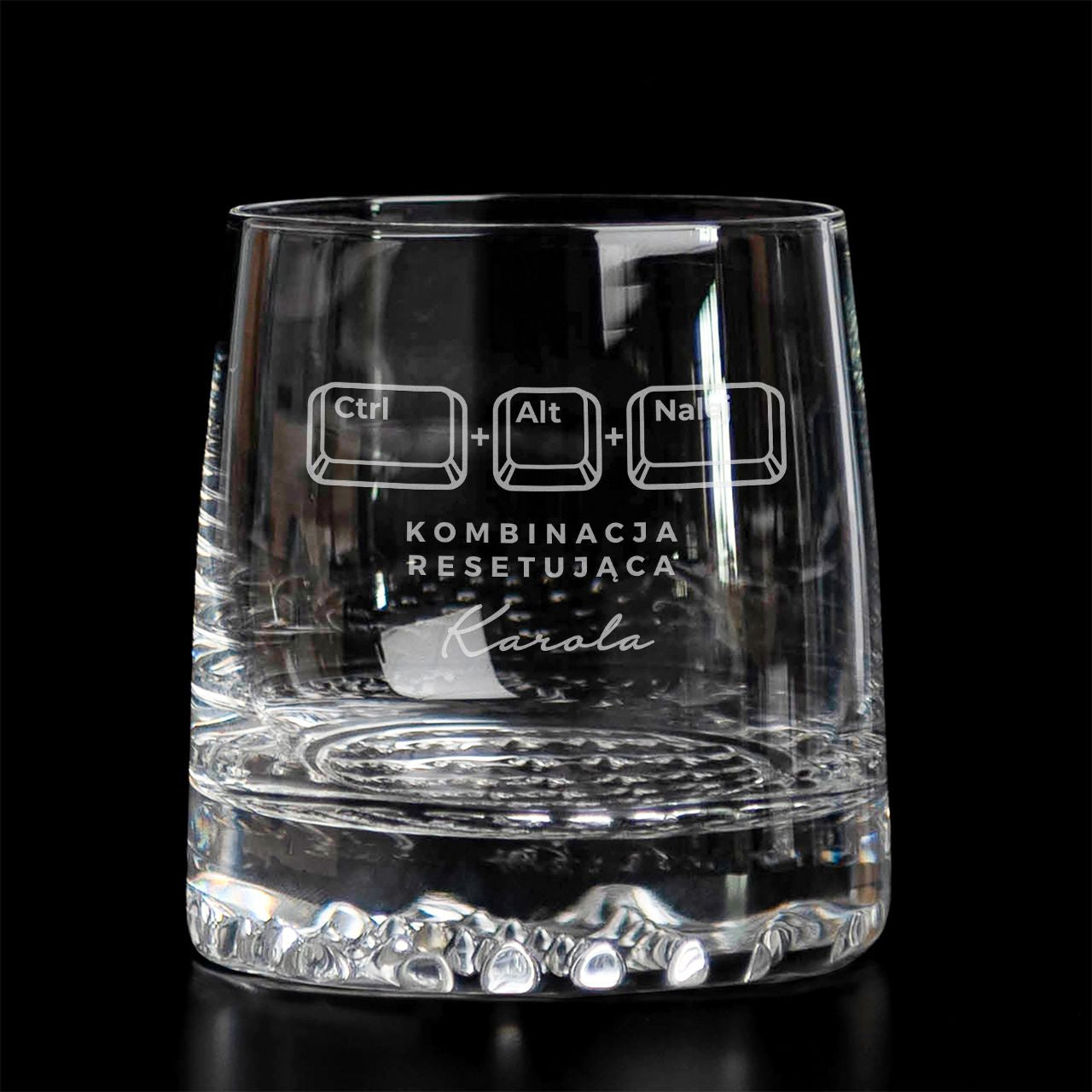 Personalizowana szklanka do whisky - Reset - prezent dla informatyka