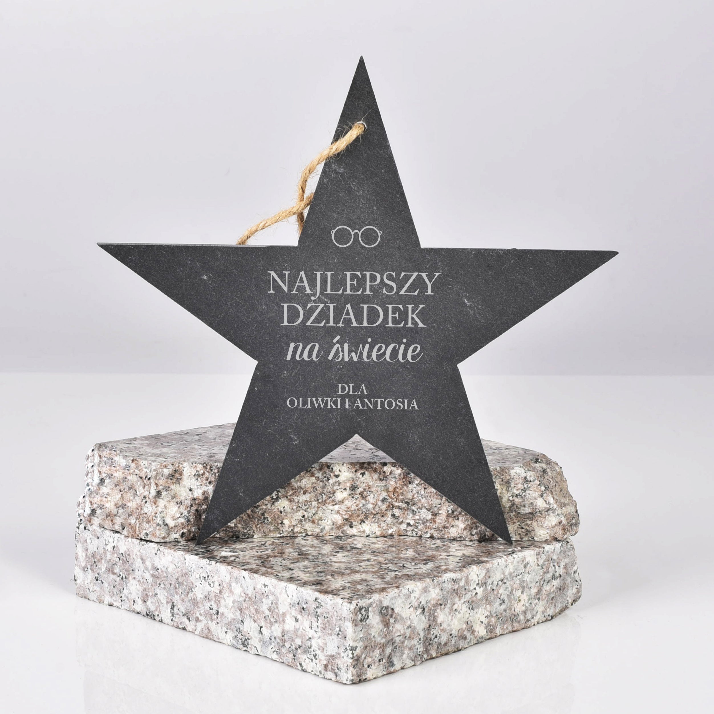 Tabliczka grawerowana w kształcie gwiazdy - upominek dla dziadka