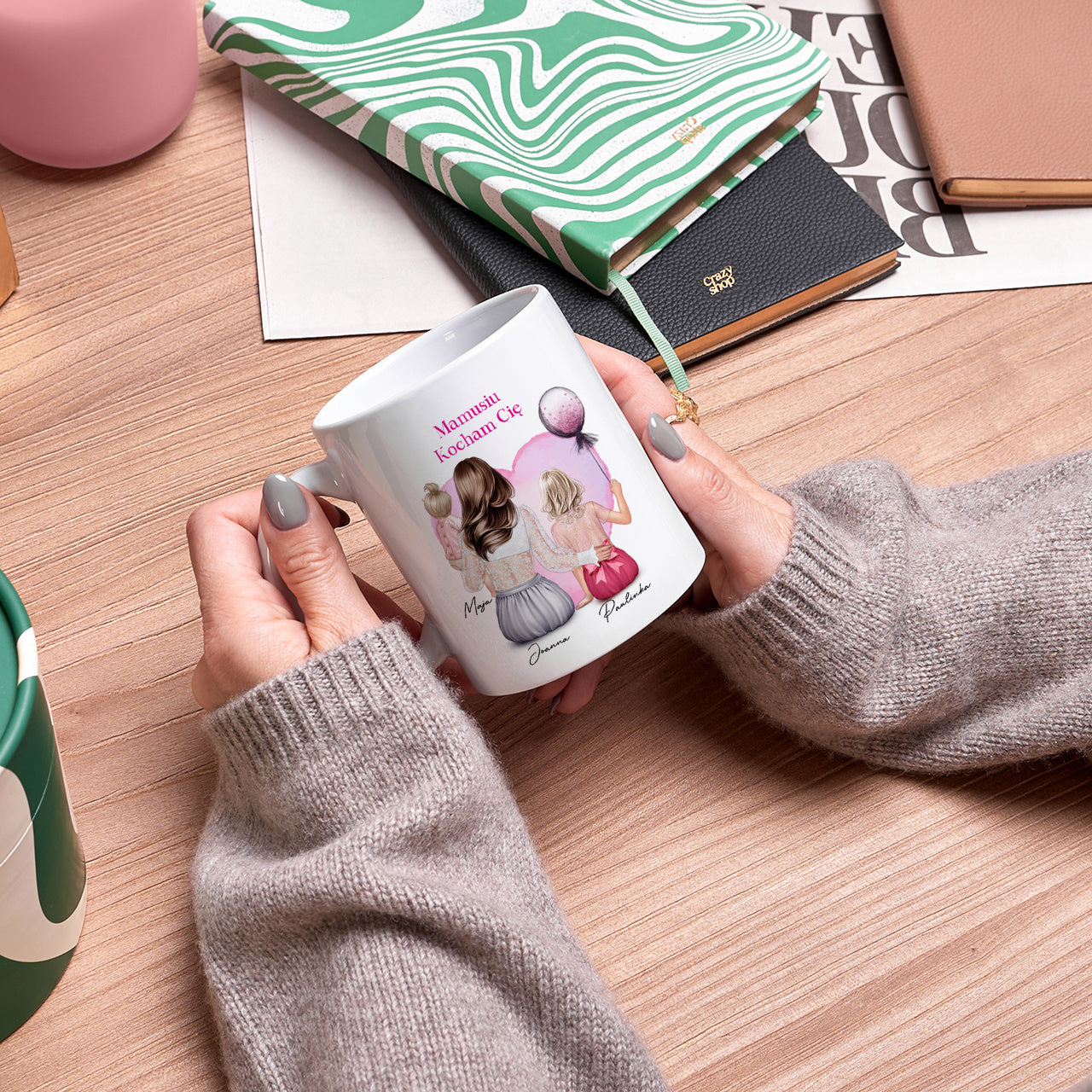 Kubek dla mamy - Portret Mamy z Dziećmi prezent z okazji Dnia Mamy kubek dla mamy z personalizacją