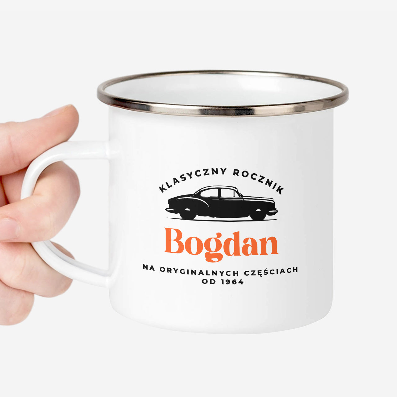 Kubek emaliowany dla fana motoryzacji