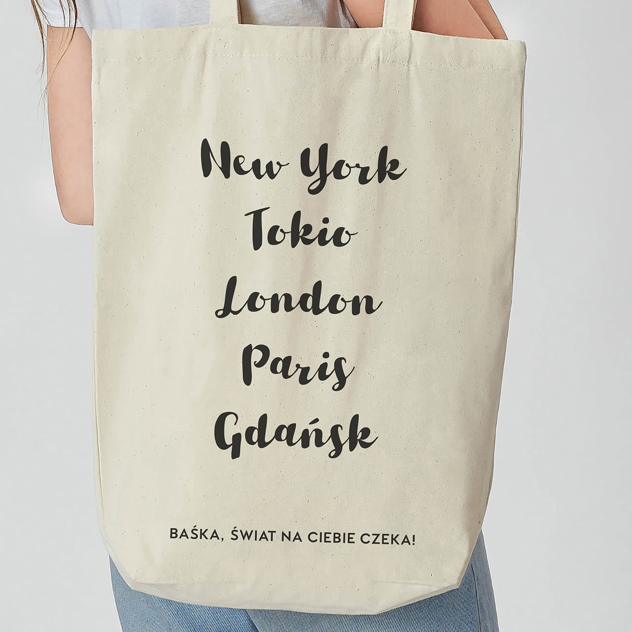 Personalizowana torba na zakupy - upominek dla podróżniczki prezent dla podróżniczki torba personalizowana