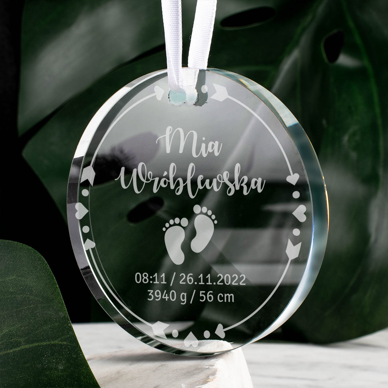 Zawieszka grawerowana - pamiątka narodzin dziecka 