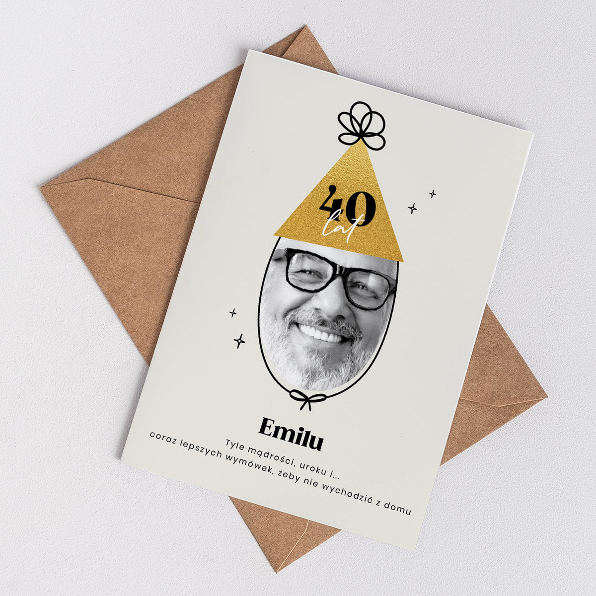Personalizowana kartka ze zdjęciem - upominek na 40. urodziny