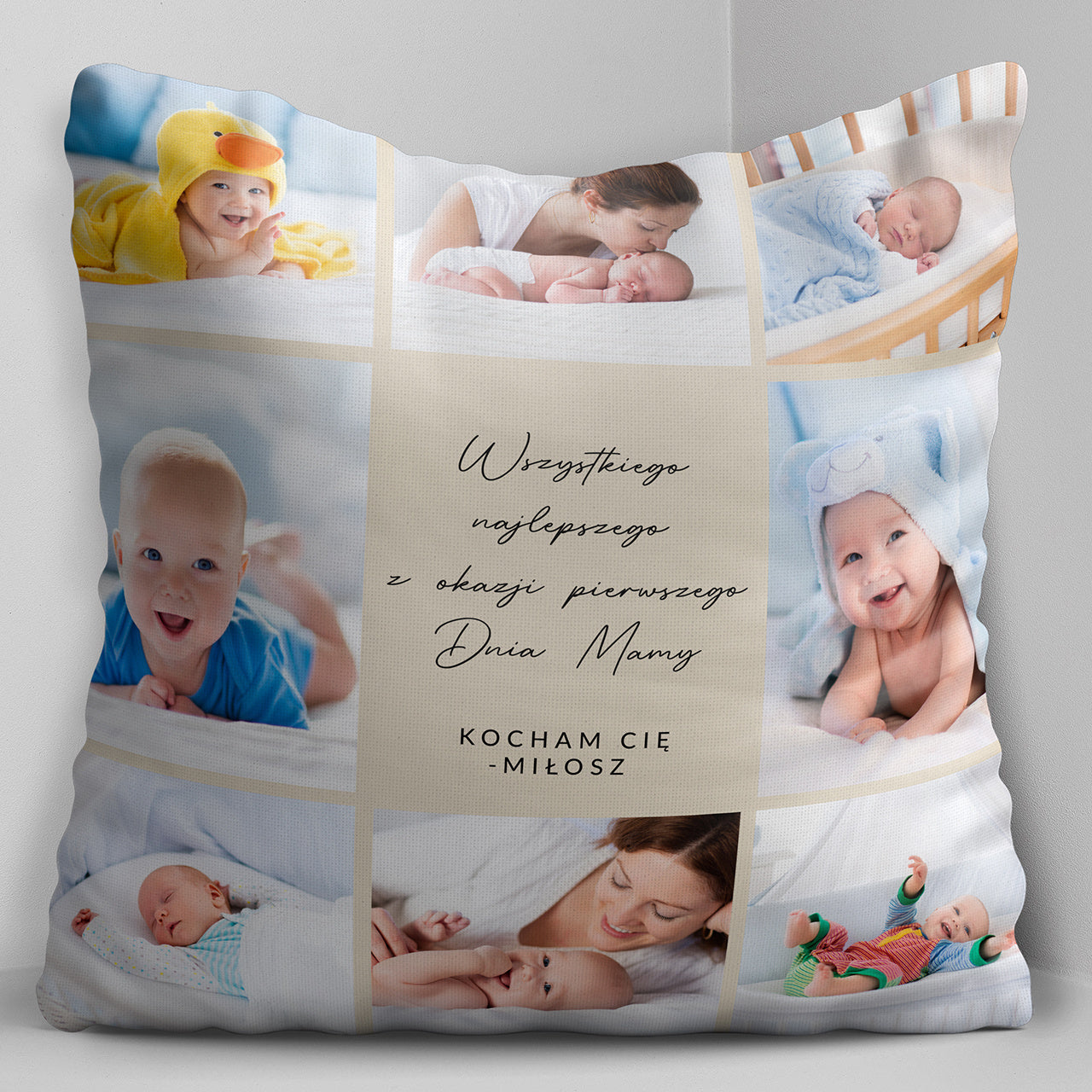 Personalizowana poduszka na pierwszy Dzień Mamy - ze zdjęciami