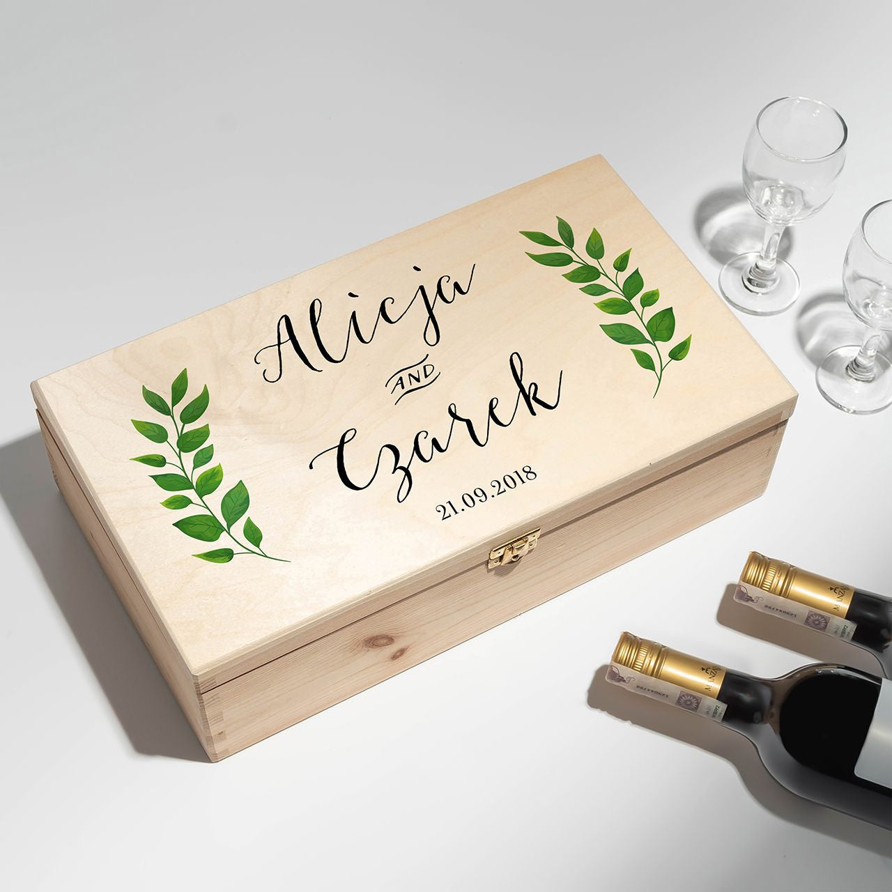 Podwójna skrzynka na rocznicę ślubu prezent na rocznicę ślubu skrzynka na wino skrzynka personalizowana