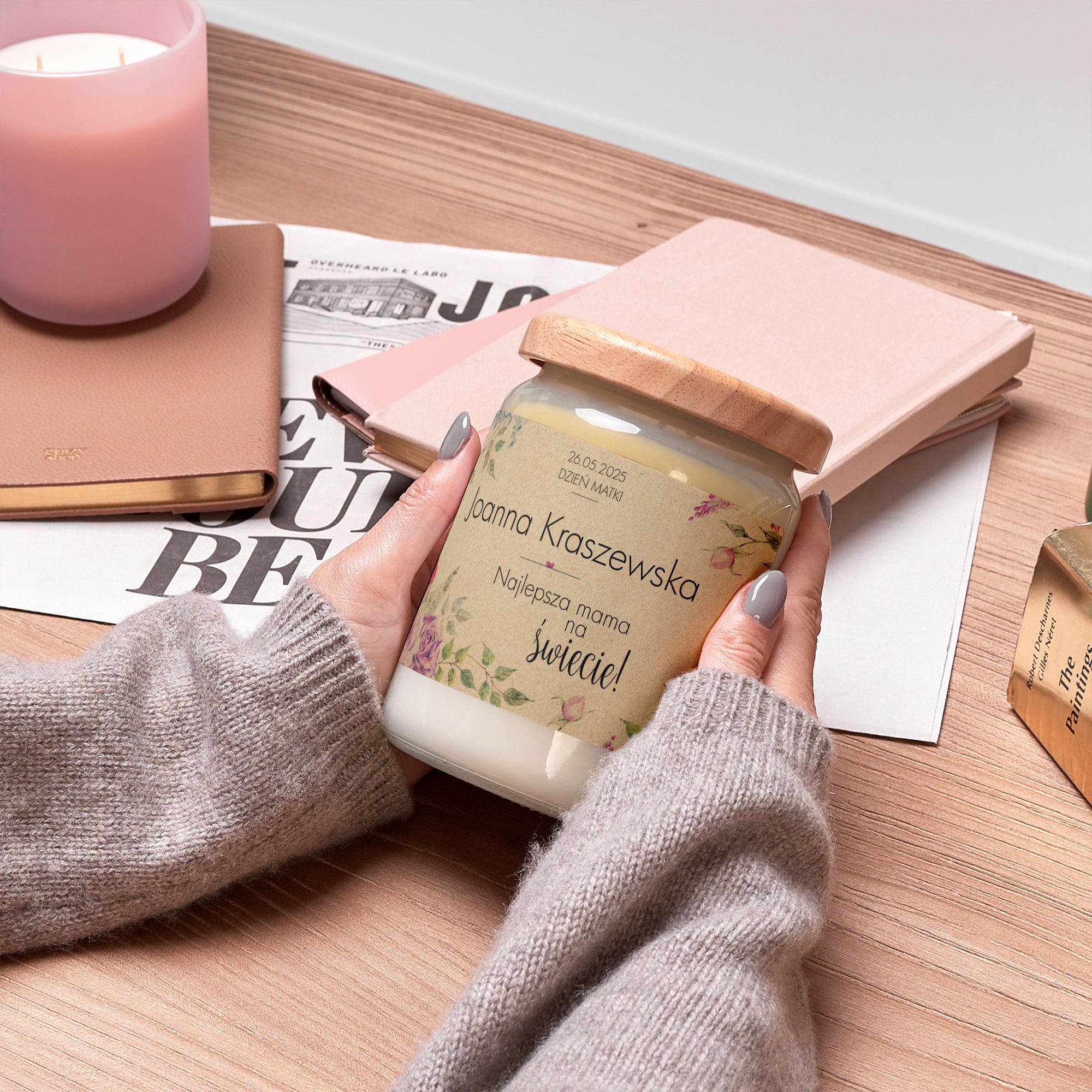 Świeczka na Dzień Mamy - personalizowana etykieta prezent na Dzień Matki prezent dla mamy świeca naturalna