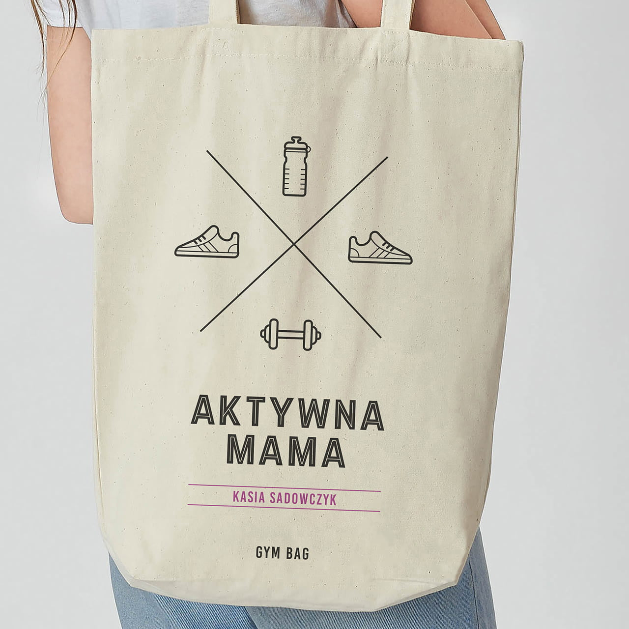 Bawełniana torba z nadrukiem dla młodej mamy - gym bag