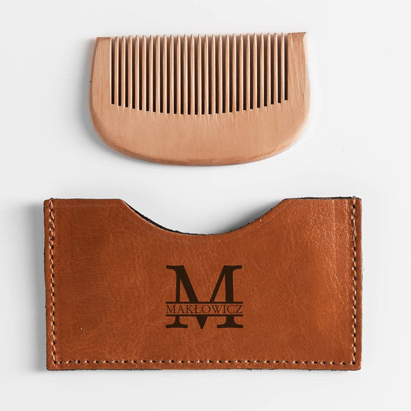 Grzebień do brody w etui z monogramem
