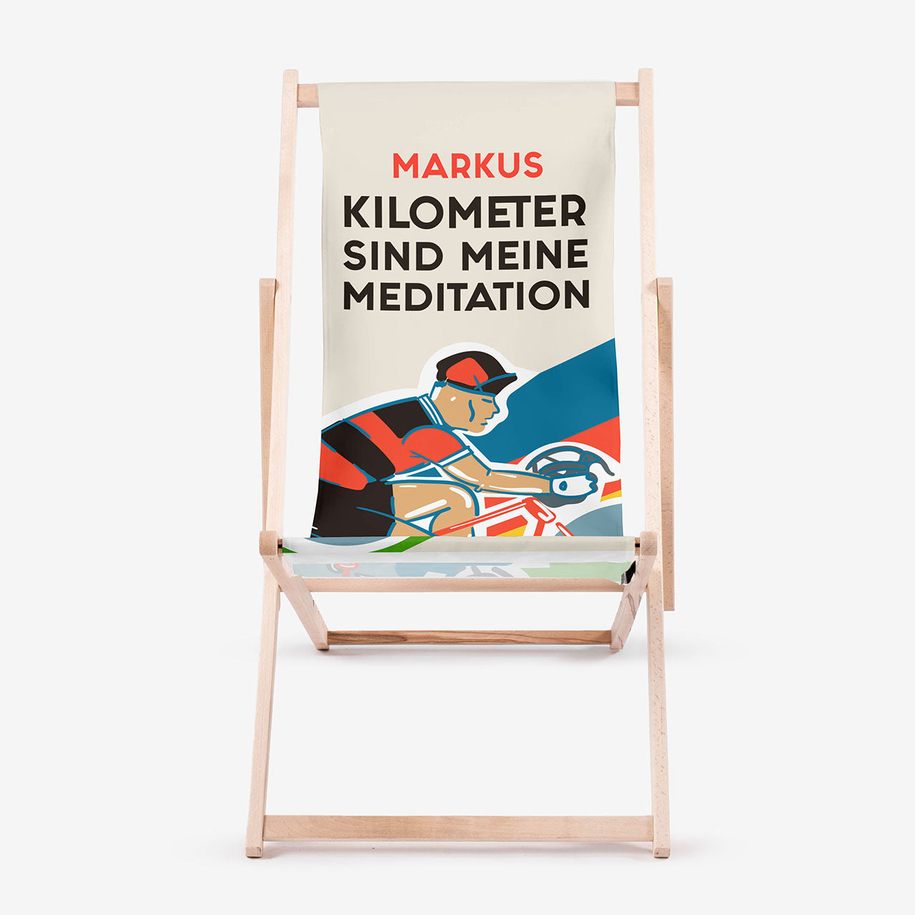 Strandliegestuhl - ICH MACHE KILOMETER - Geschenk für Radfahrer