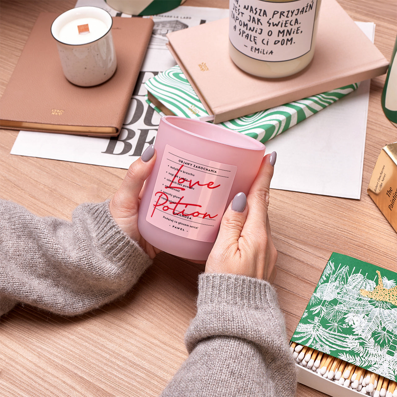 Świeczka na prezent romantyczny prezent dla ukochanej personalizowana świeczka świeczka różowa prezent dla niej