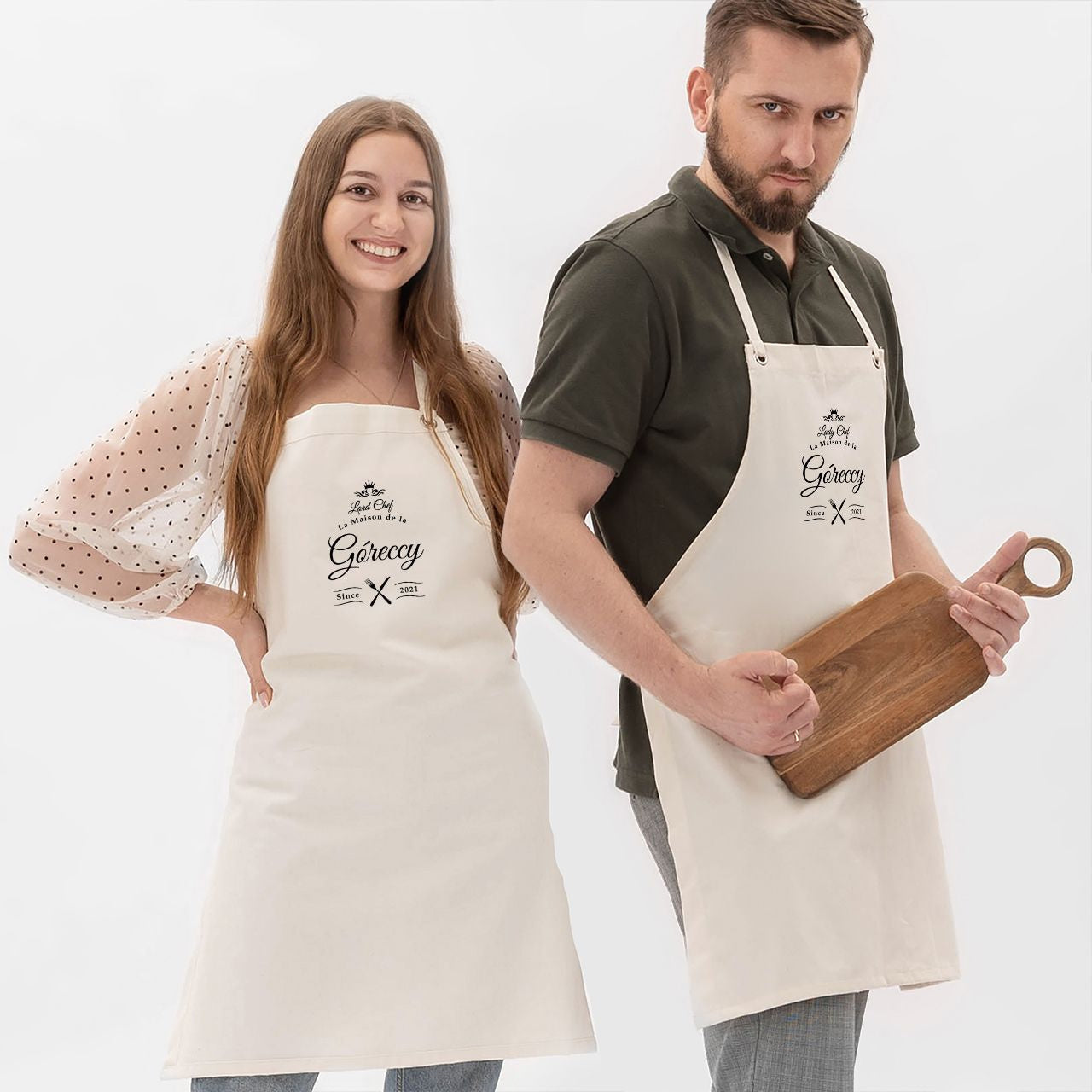 Personalizowane fartuchy dla małżeństwa na parapetówkę