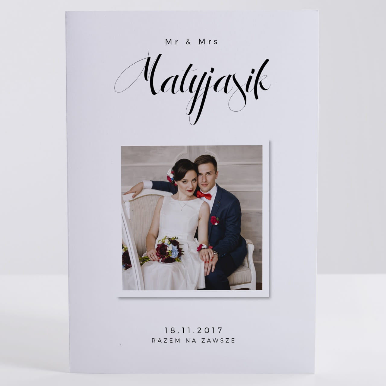 Ślubna kartka ze zdjęciem kartka na ślub kartka ślubna upominek na ślub upominek ślubny upominek dla pary młodej
