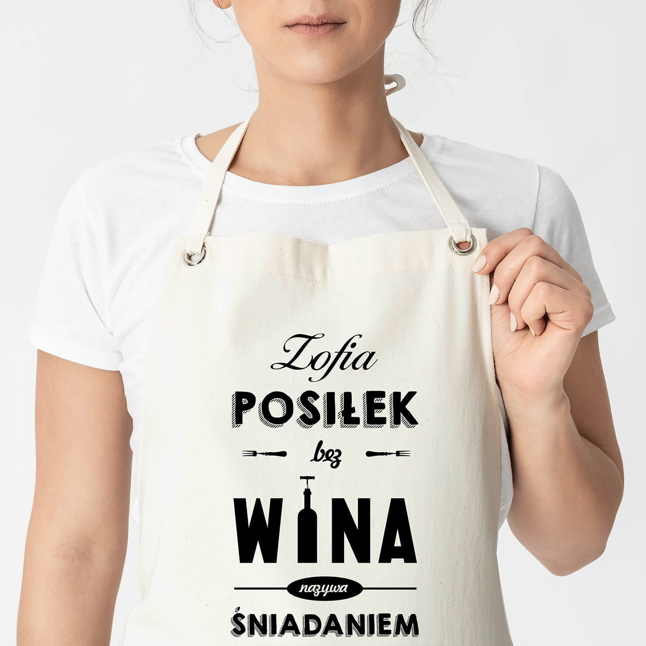 Fartuch z nadrukiem dla miłośniczki wina