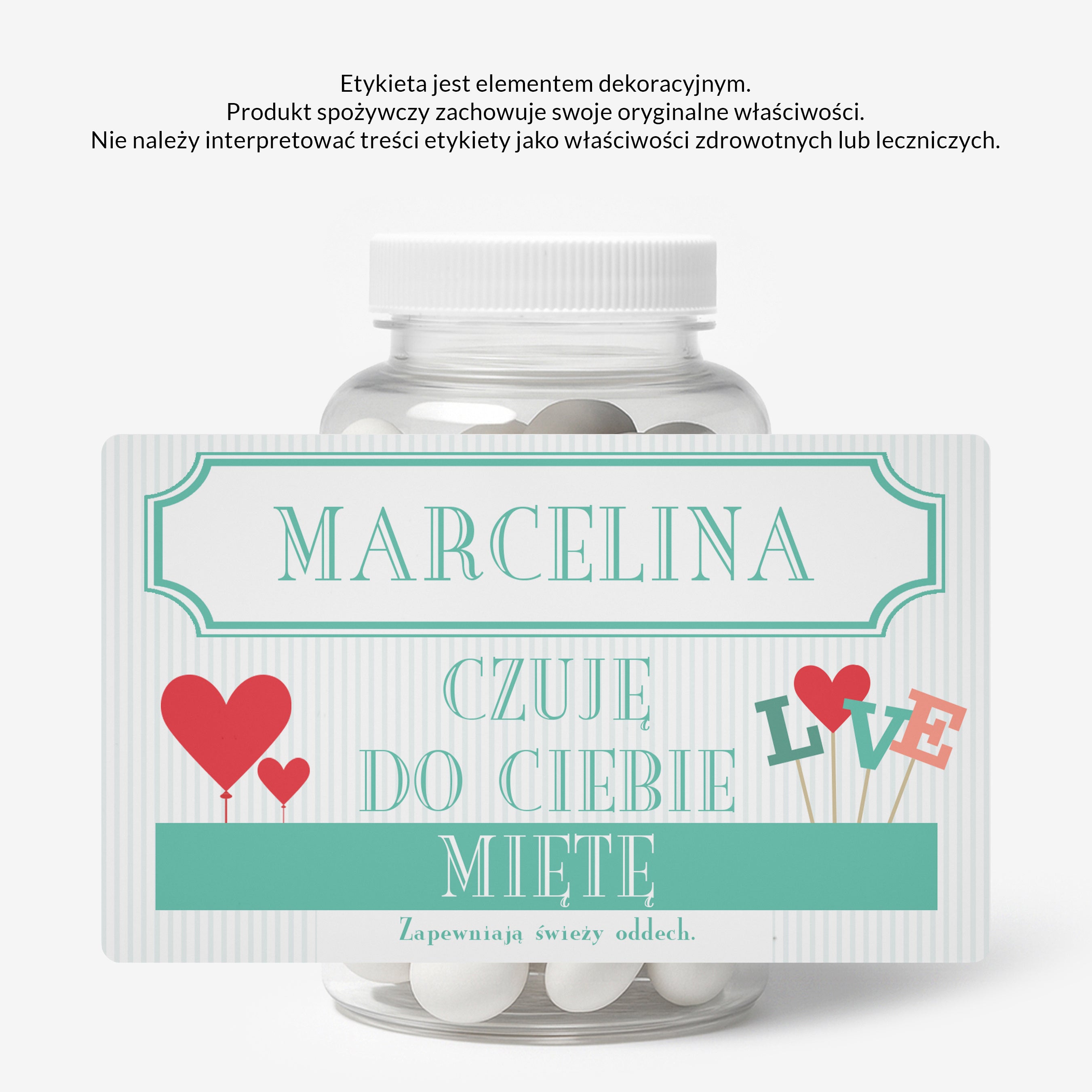 Zestaw prezentowy: miętówki + etykieta do naklejenia - prezent dla ukochanej