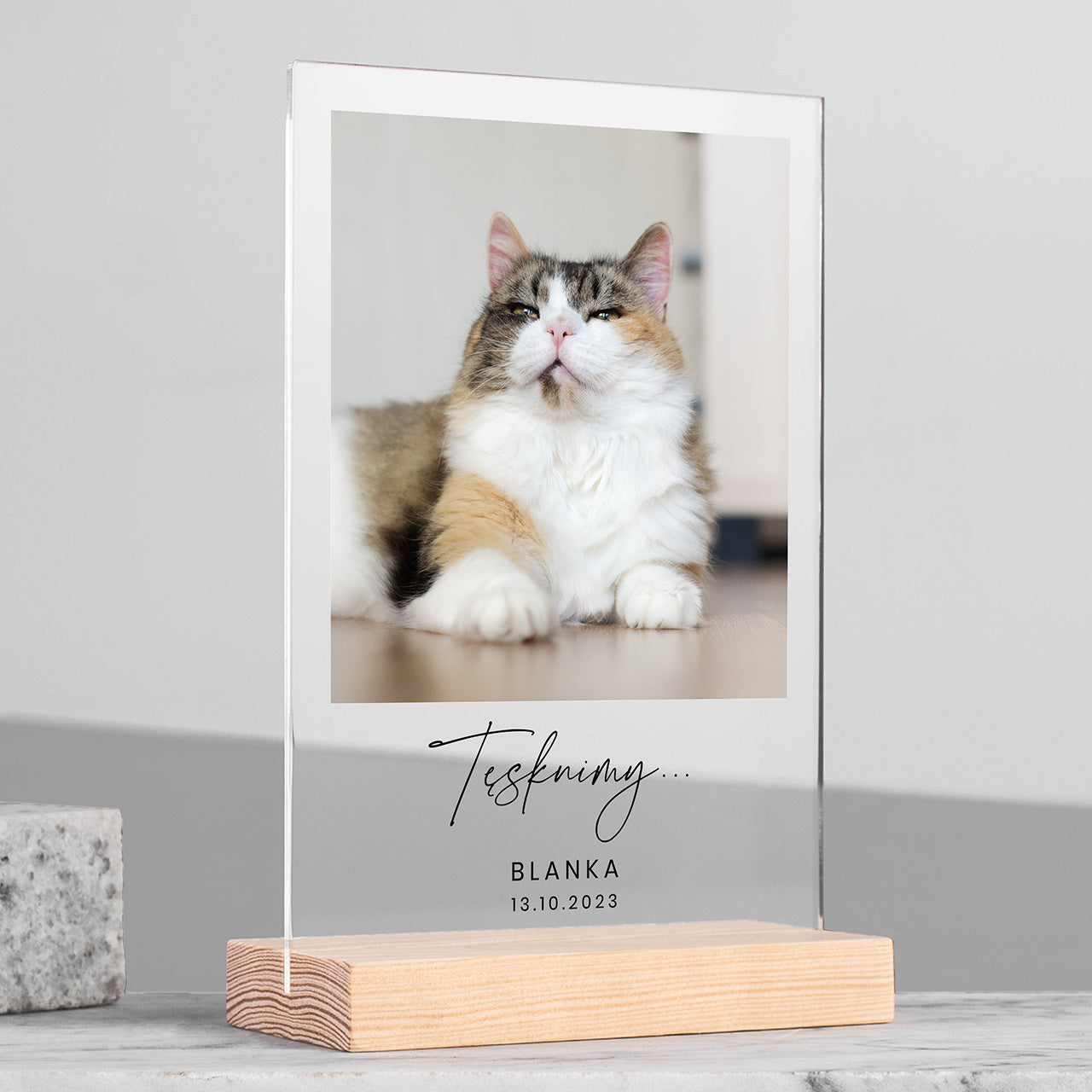 Personalizowana statuetka ze zdjęciem kota - pamiątka po kocie