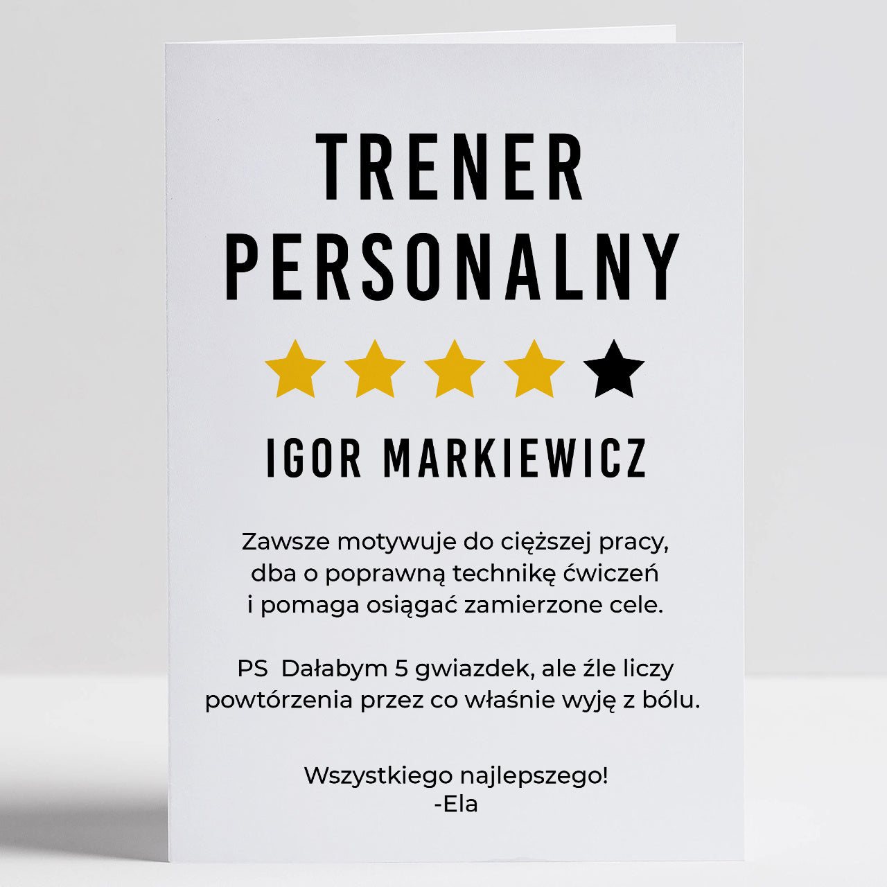Kartka dla trenera personalnego