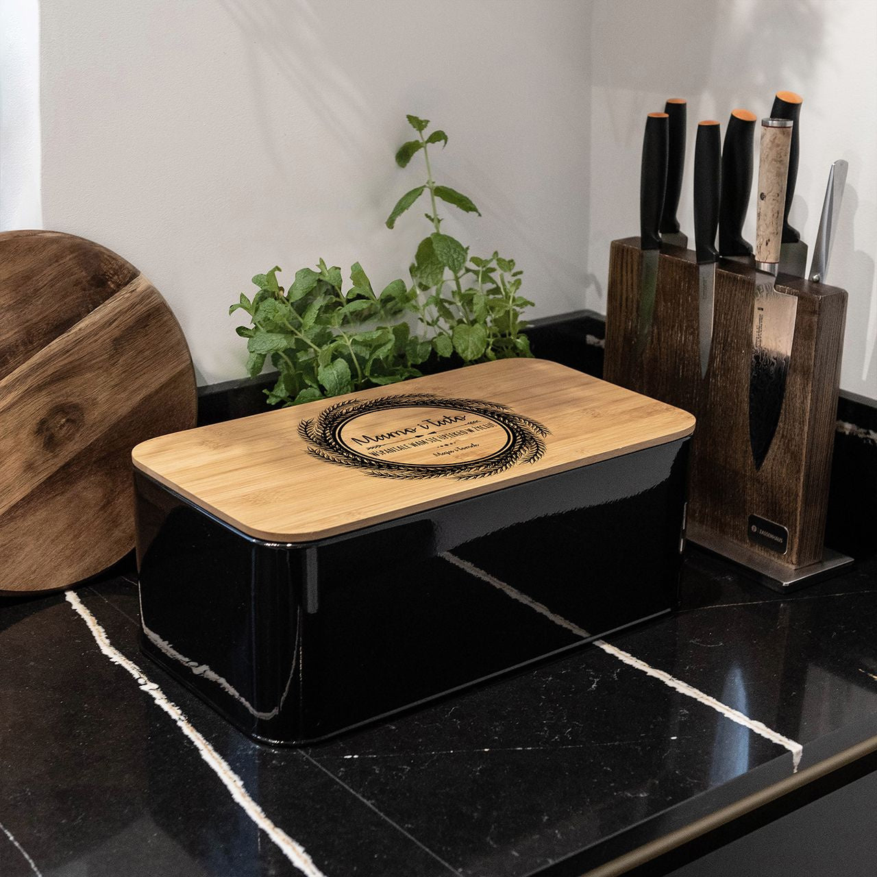 Chlebak z deską na prezent z okazji Rocznicy Ślubu dla rodziców pojemnik na chleb prezent na rocznicę ślubu rodziców