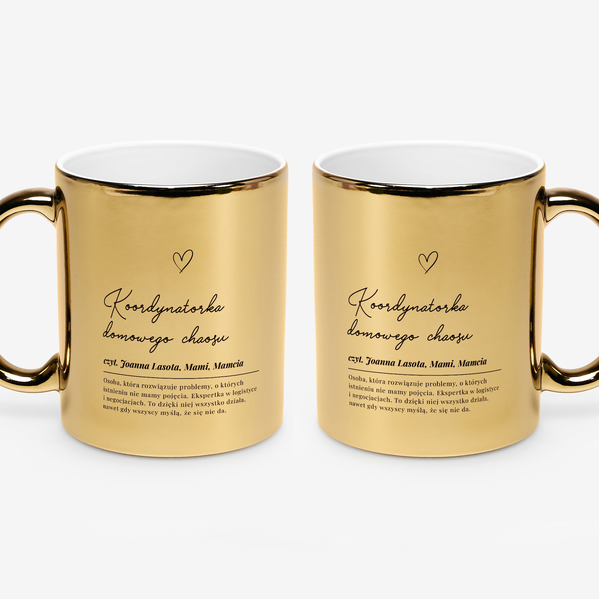 Personalizowany kubek złoty dla mamy - koordynatorka chaosu prezent dla mamy elegancki kubek dla mamy