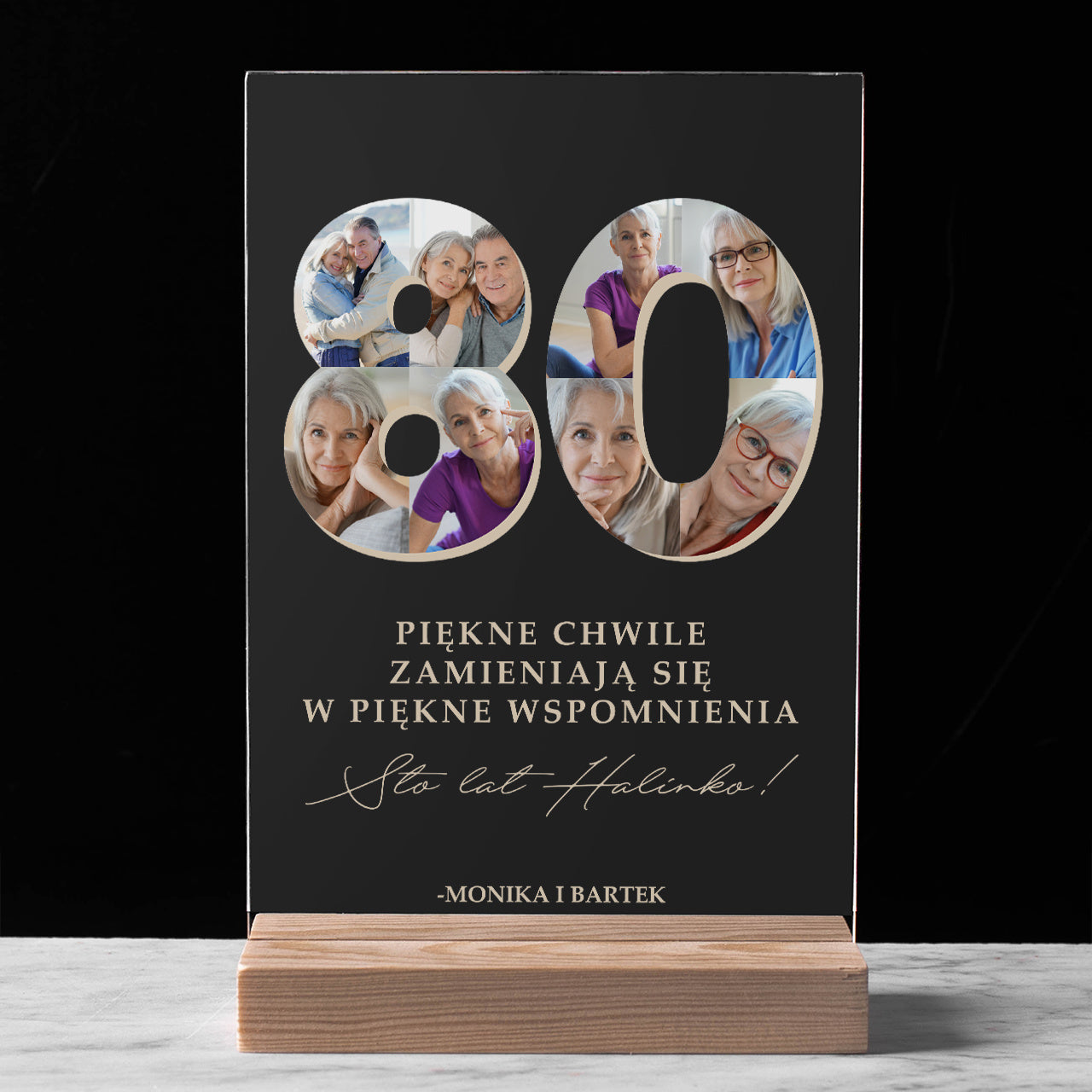 Statuetka na 80 urodziny ze zdjęciami
