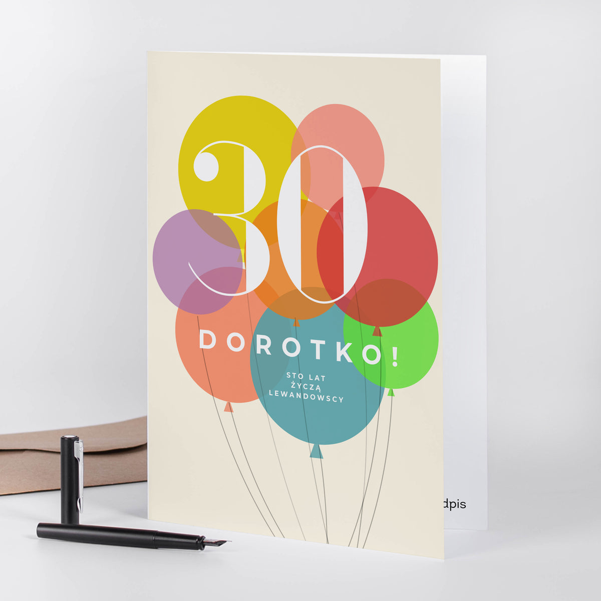 Kartka urodzinowa na 30 urodziny - balony