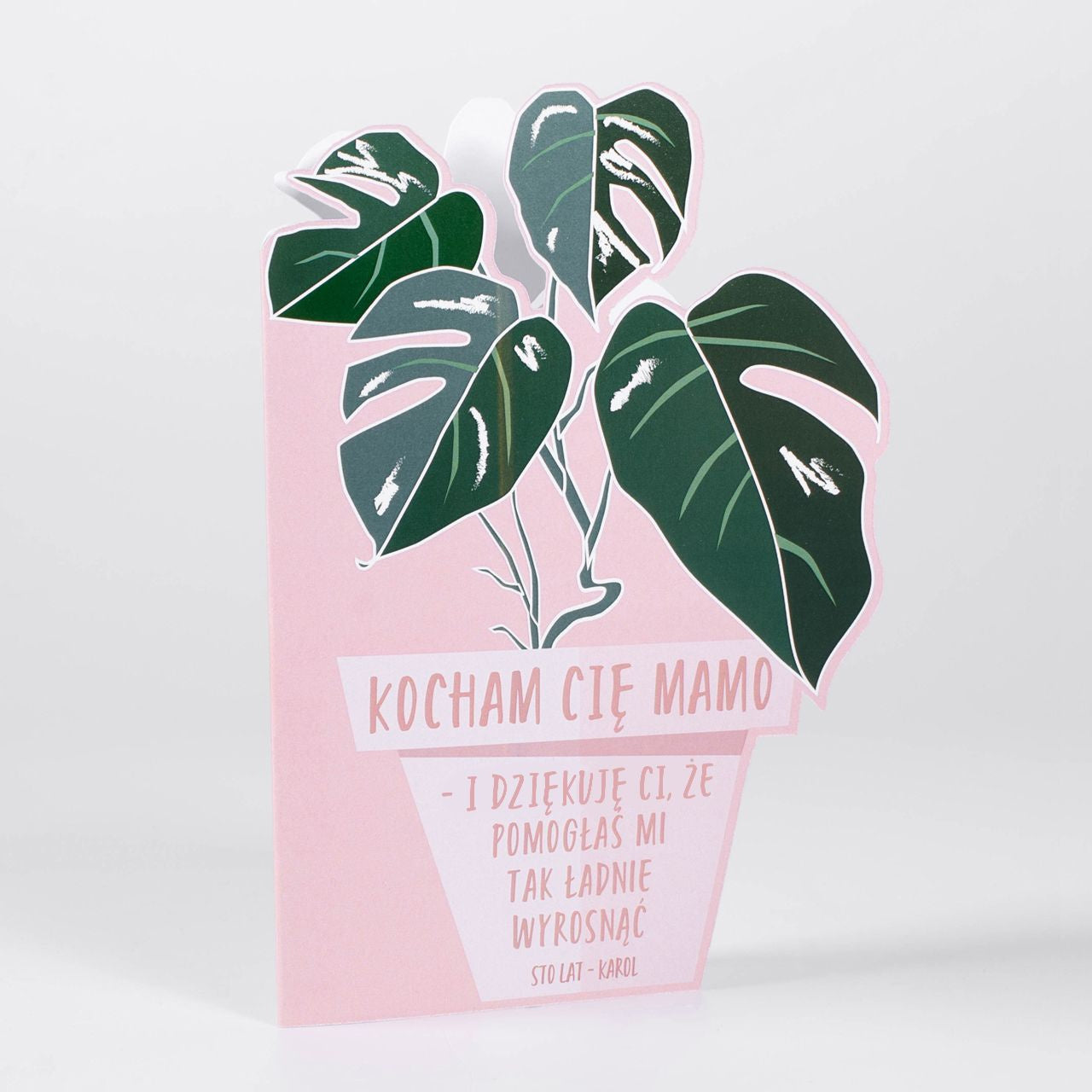 Oryginalna kartka dla mamy na Dzień Mamy - monstera