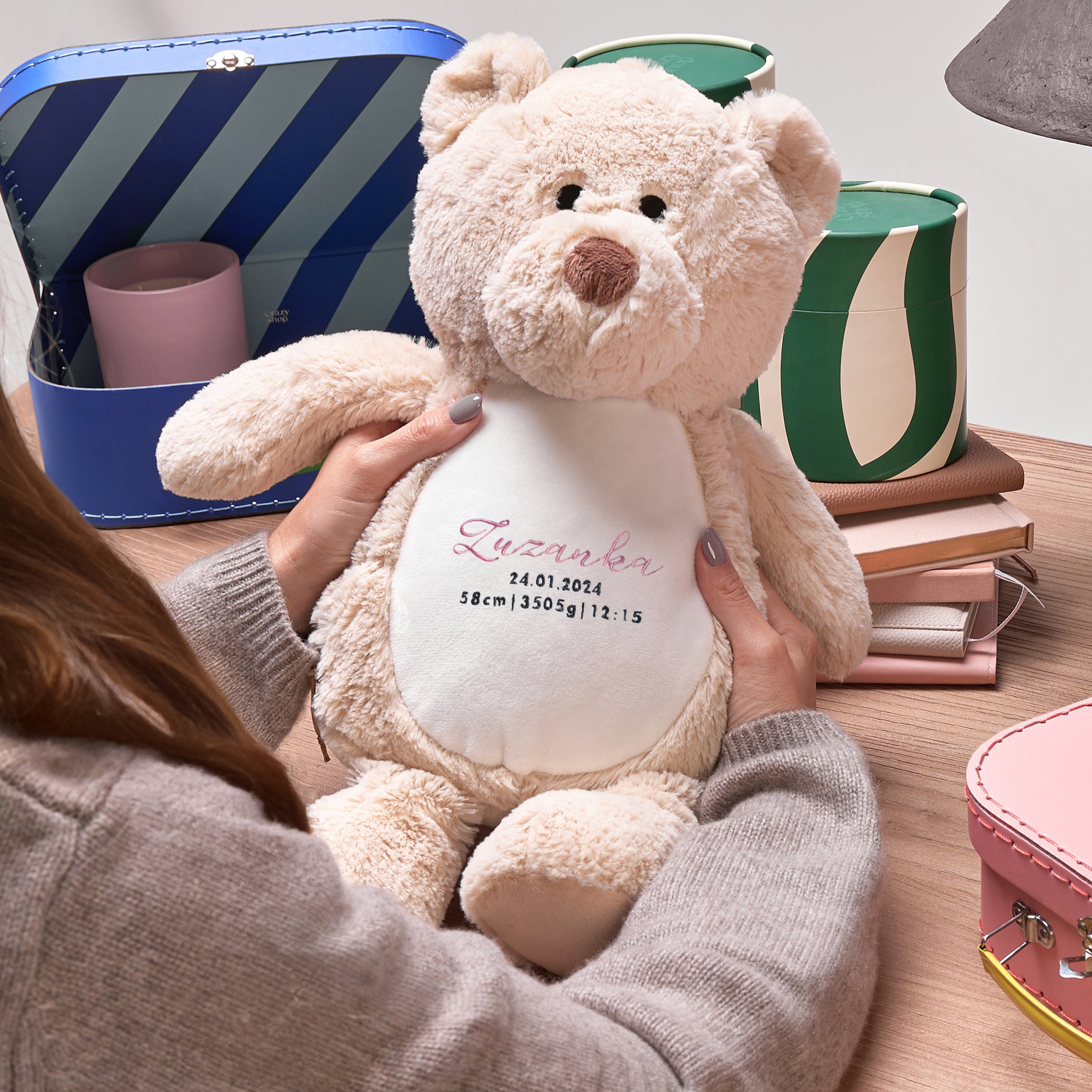 Personalizowany miś z metryczką dla dziewczynki