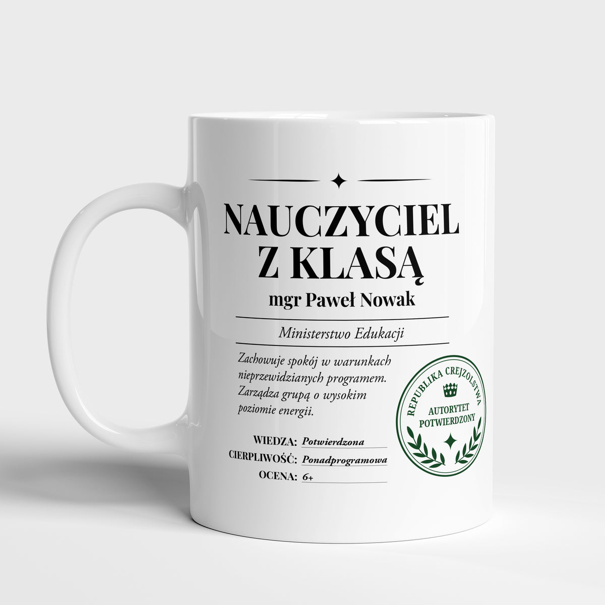 Personalizowany kubek dla wychowawcy - nauczyciel z klasą