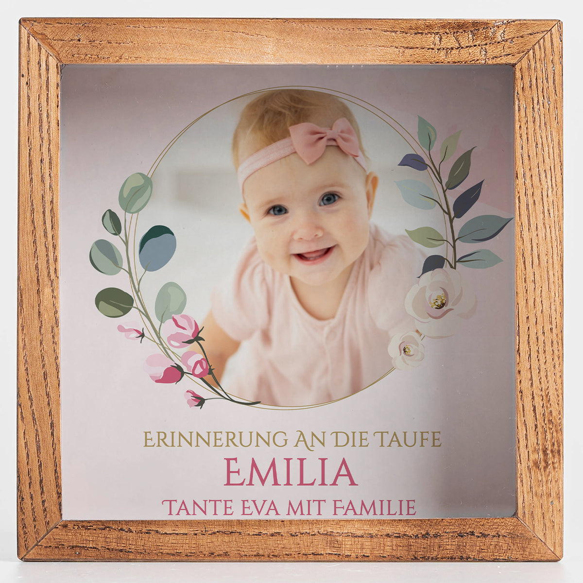 Spardose mit Foto zur Taufe für ein Mädchen
