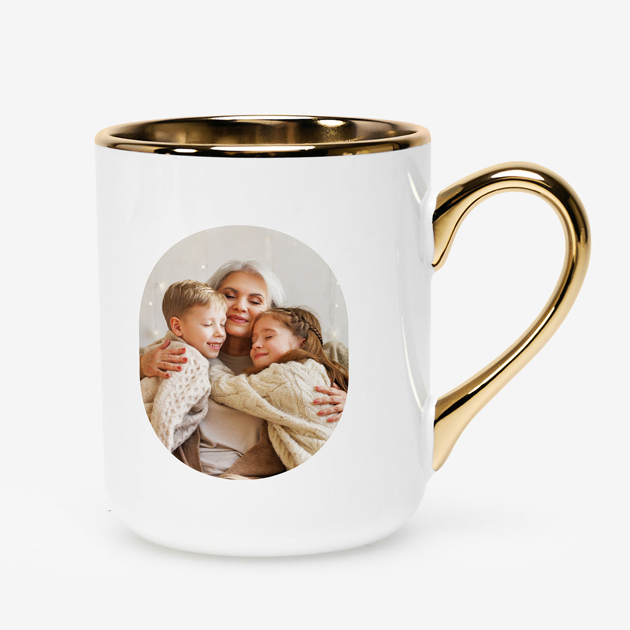 Kubek ze złoceniem z własnym zdjęciem - prezent dla babci
