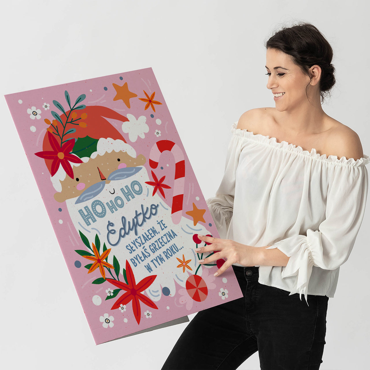 Kartka xxl na Mikołajki Ho Ho Ho - upominek Świąteczny