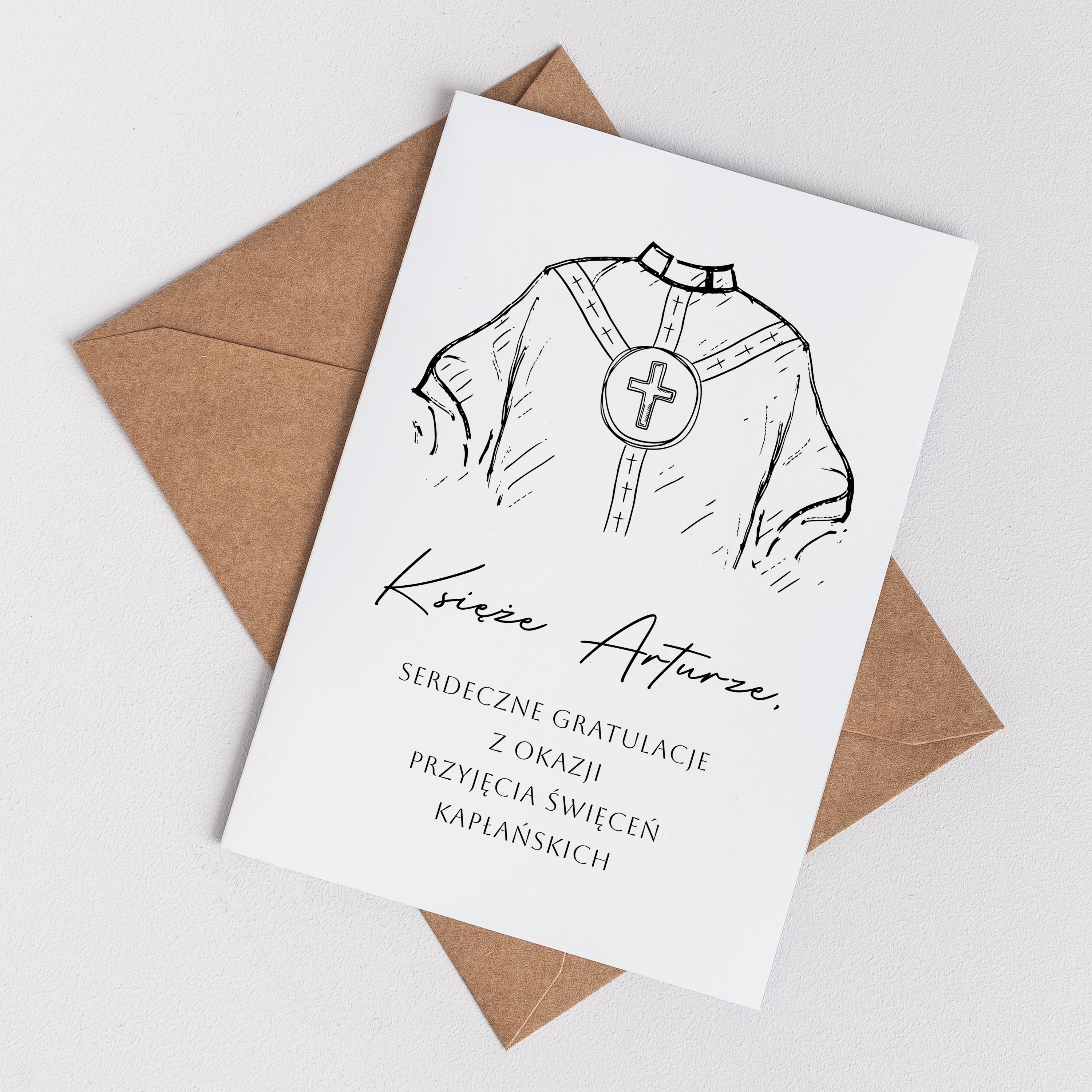 Personalizowana kartka na święcenia kapłańskie prezent dla księdza kartka personalizowana