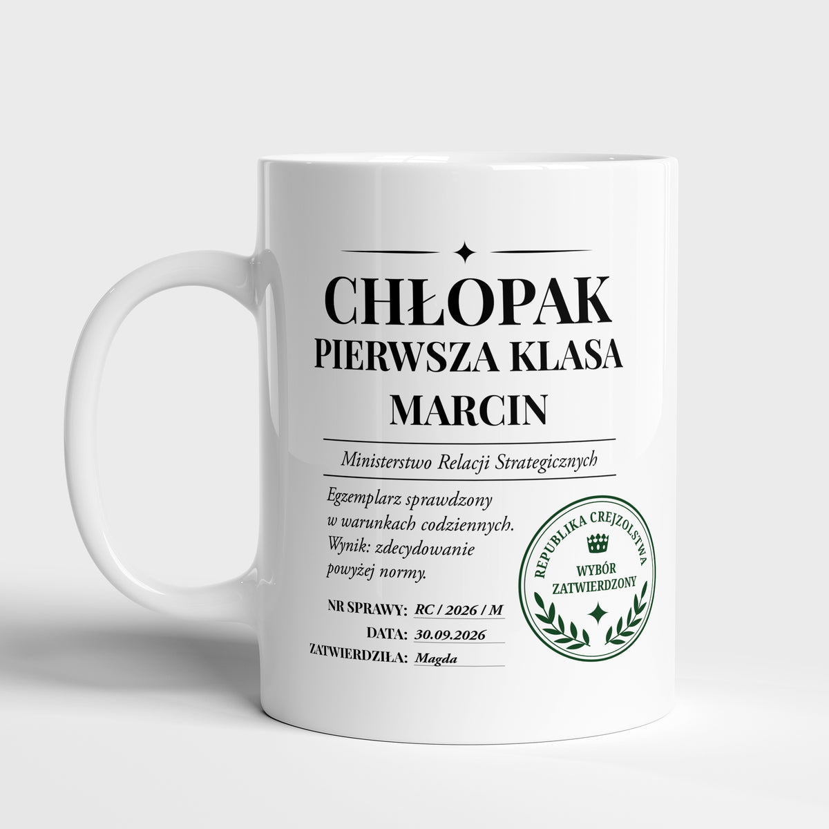 Kubek na dzień chłopaka - chłopak pierwsza klasa