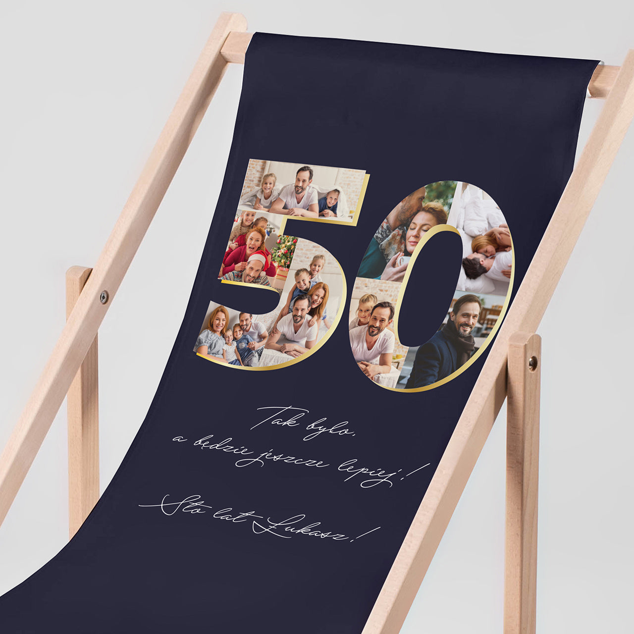 Personalizowany leżak ze zdjęciem na 50 urodziny