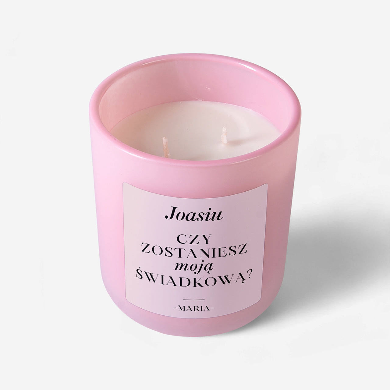 Świeca personalizowana - prośba o świadkowanie dla niej świeczka personalizowana prezent dla świadkowej