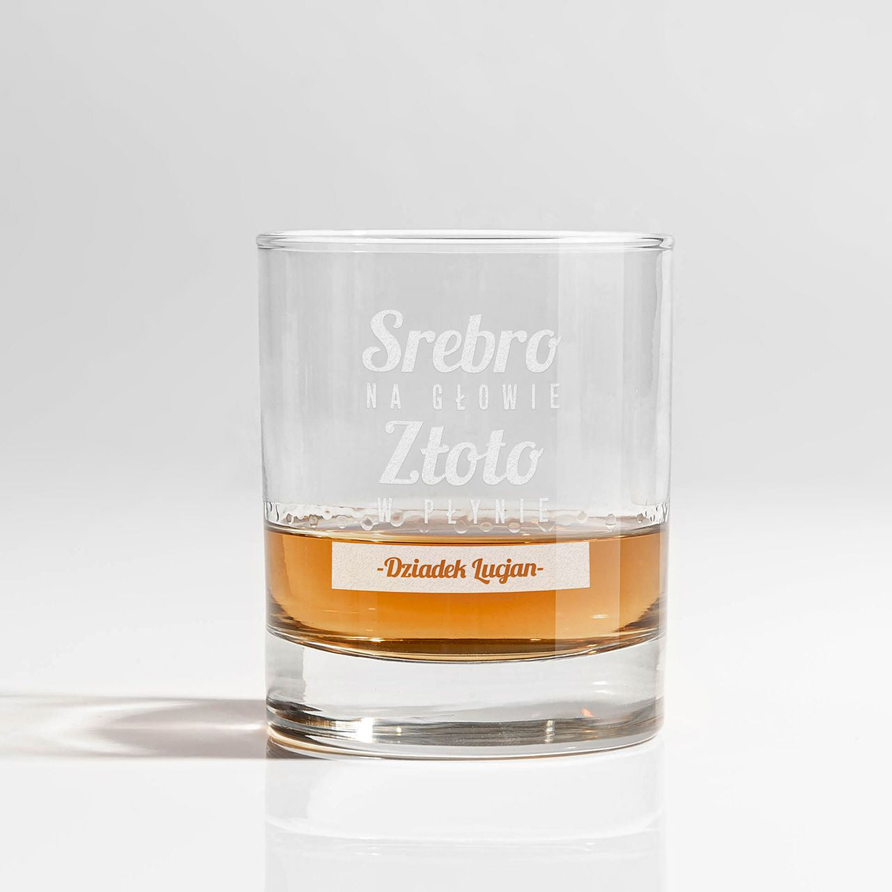 Grawerowana szklanka do whisky - Złoto W Płynie - prezent z okazji dnia dziadka