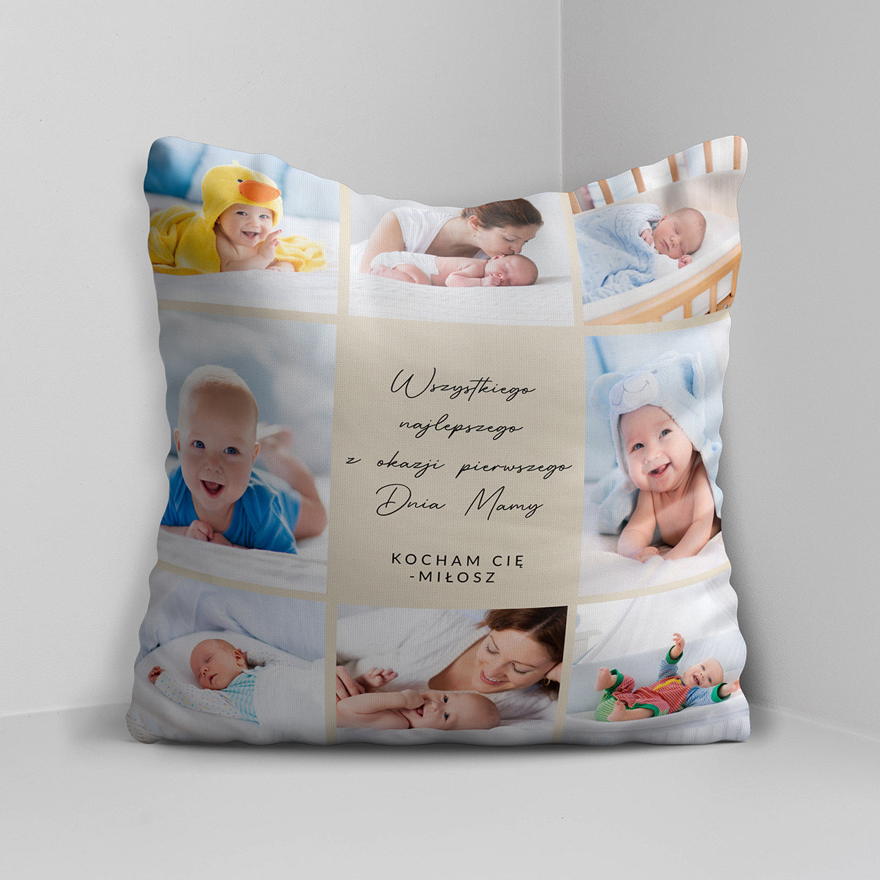 Personalizowana poduszka na pierwszy Dzień Mamy - ze zdjęciami