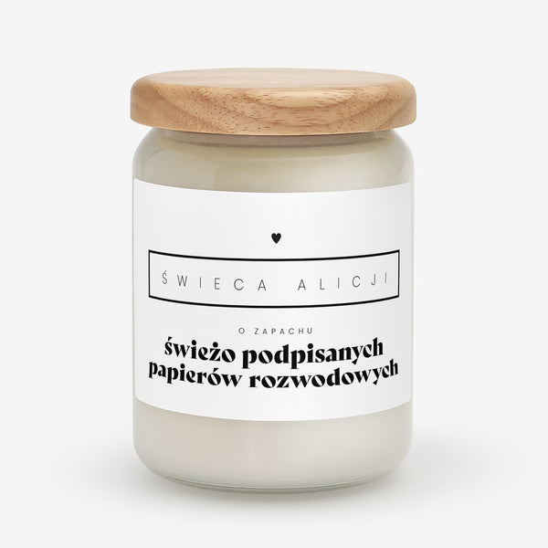 Personalizowana świeca - prezent z okazji rozwodu