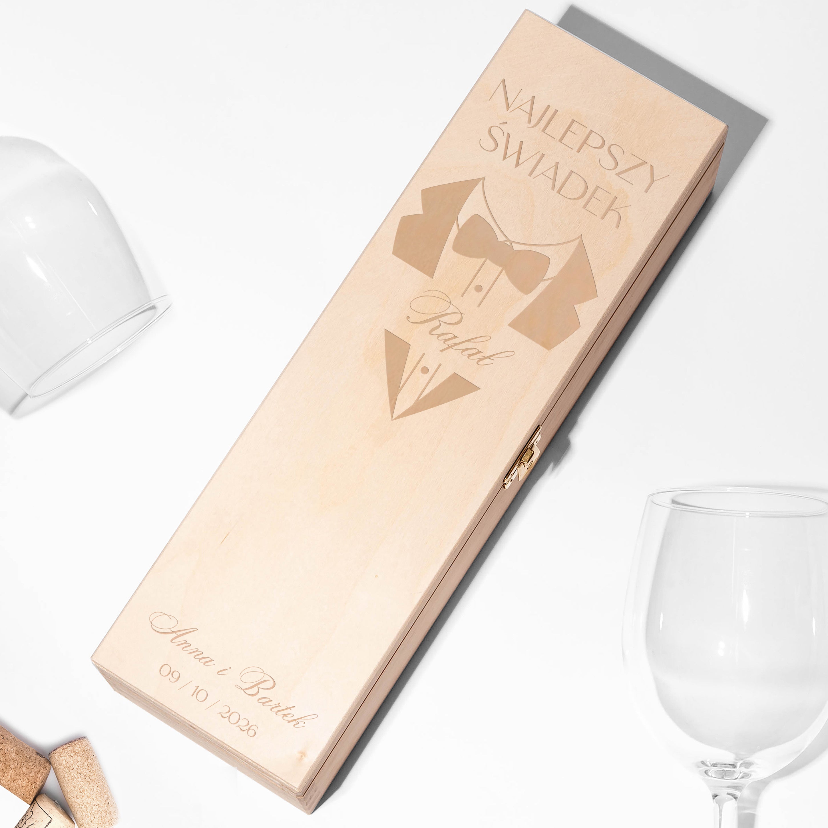 Personalizowana skrzynka na wino - podziękowanie dla świadka