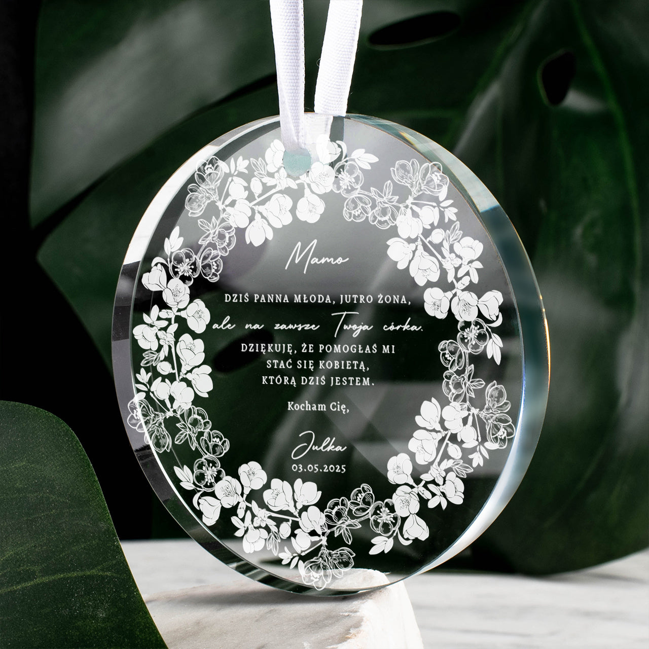 Personalizowana zawieszka - podziękowania ślubne dla mamy