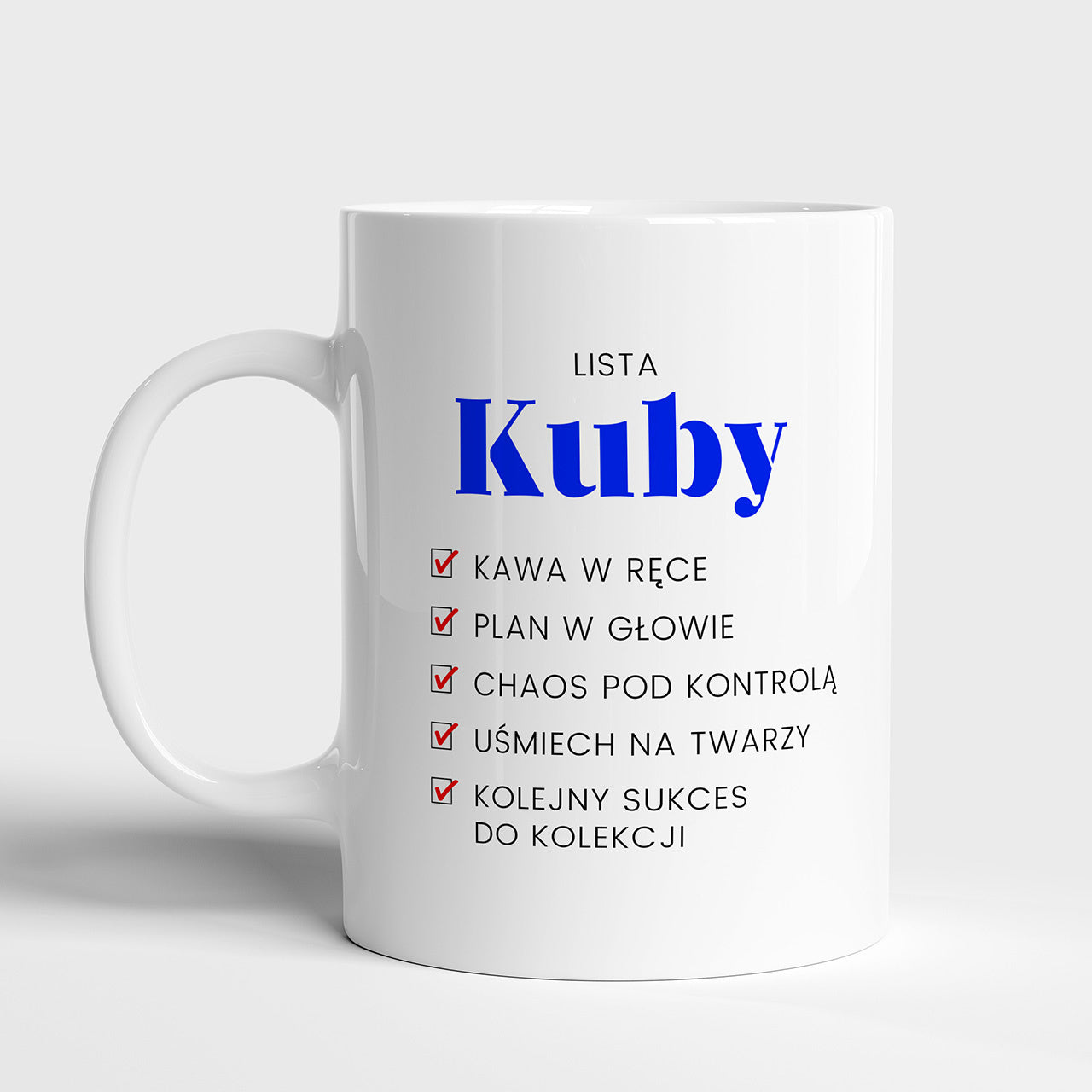 Kubek personalizowany - Lista Zadań - prezent dla osoby zorganizowanej kubek personalizowany z imieniem