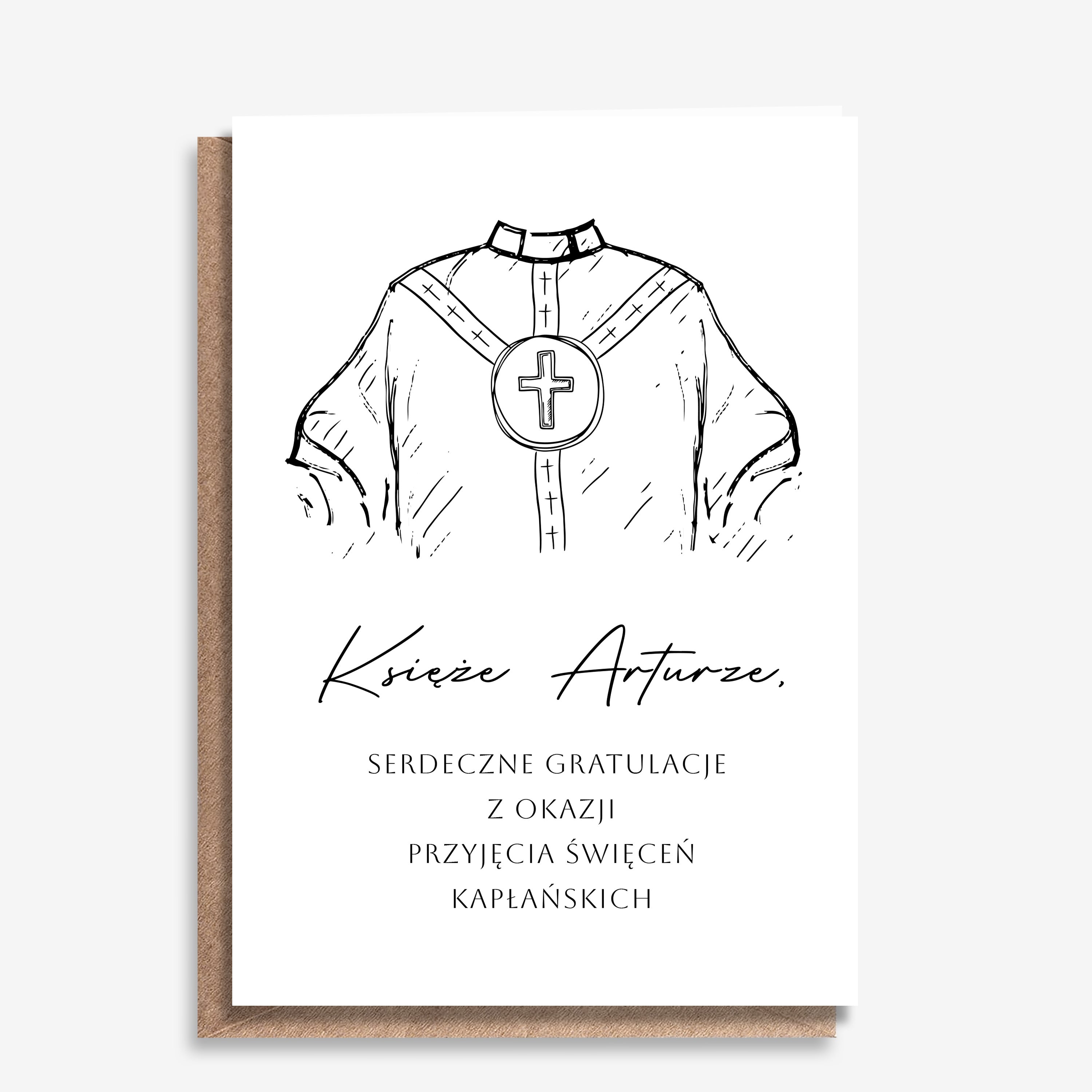 Personalizowana kartka na święcenia kapłańskie prezent dla księdza kartka personalizowana