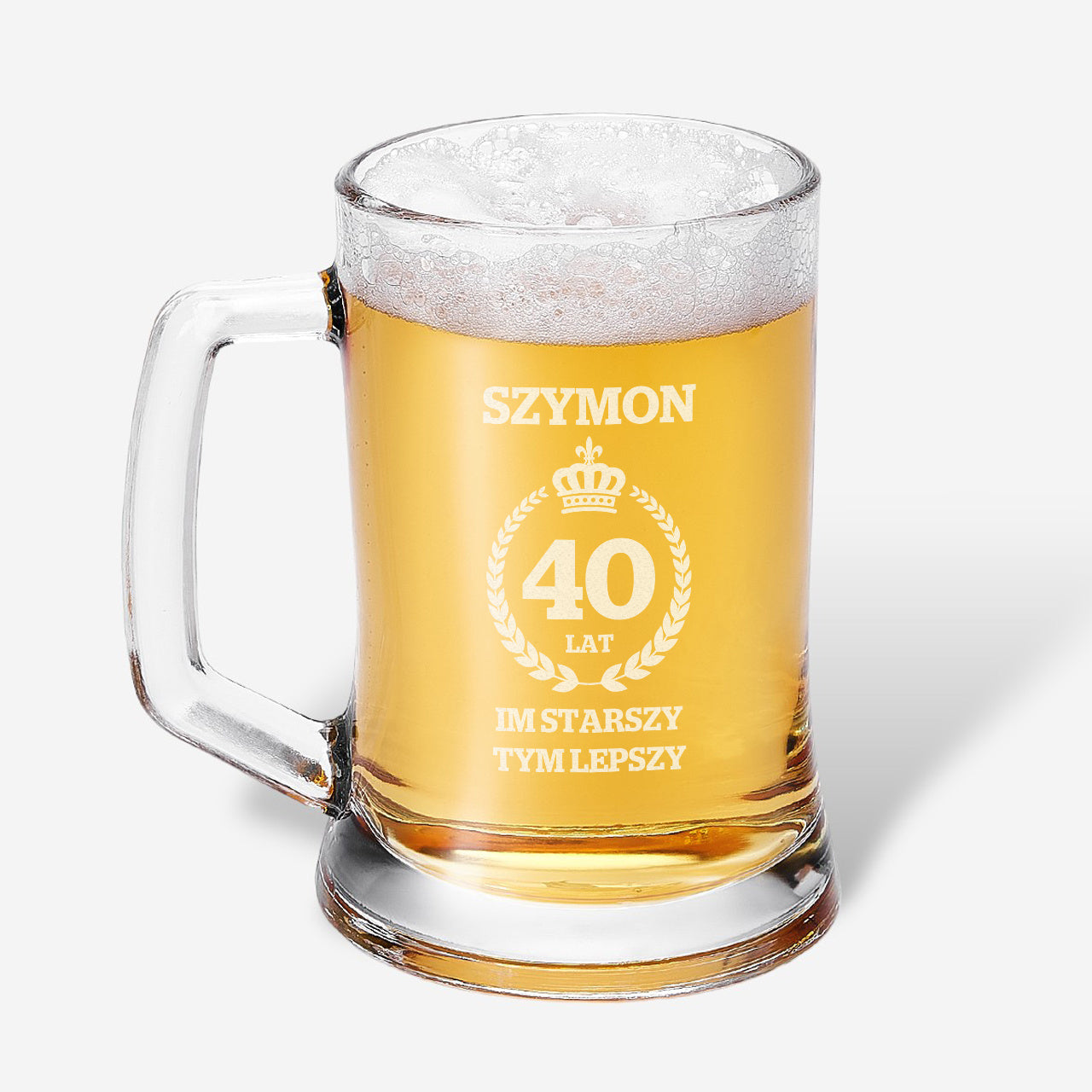 Personalizowany kufel do piwa na 40 urodziny - IM STARSZY TYM LEPSZY