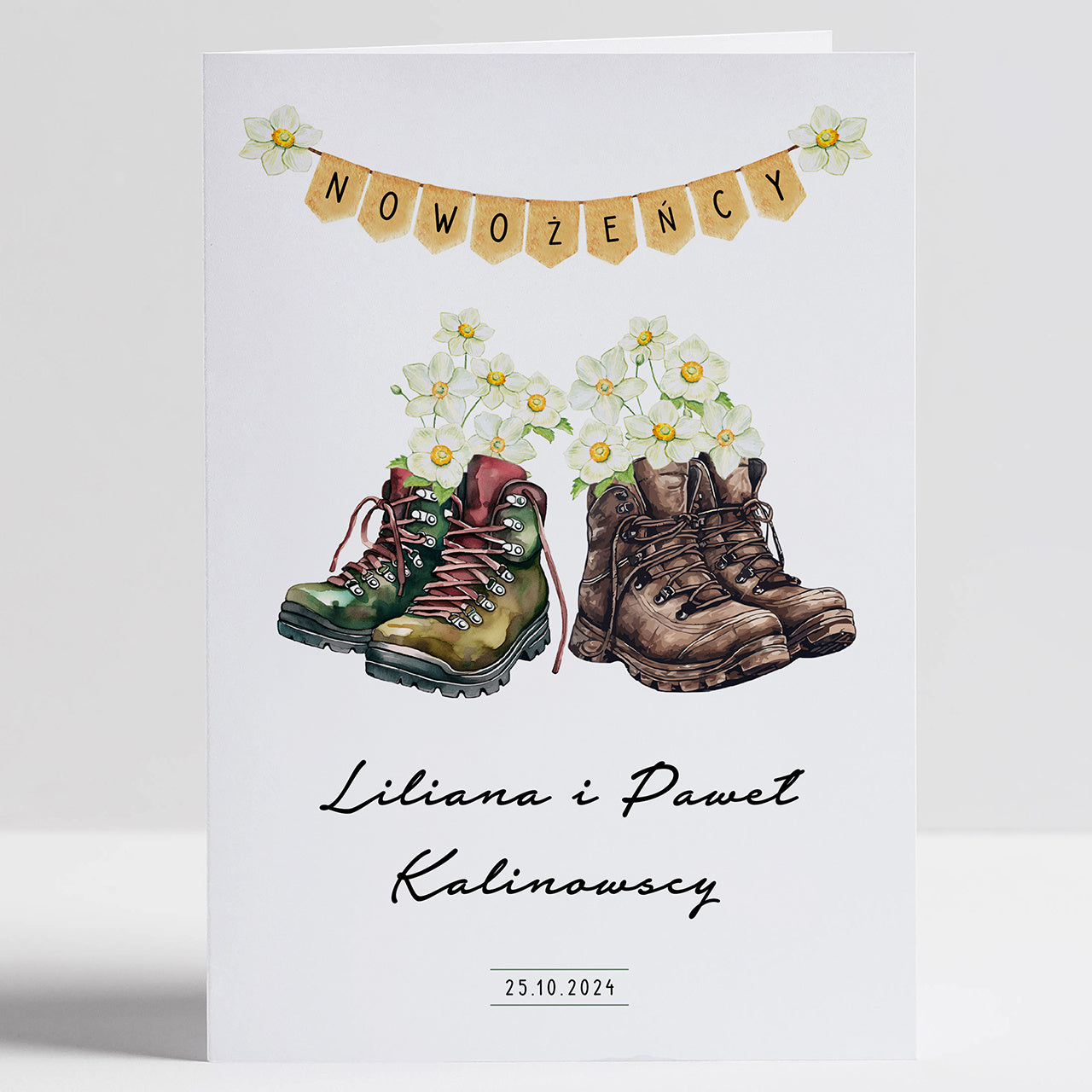 Personalizowana kartka ślubna - upominek dla miłośnika gór