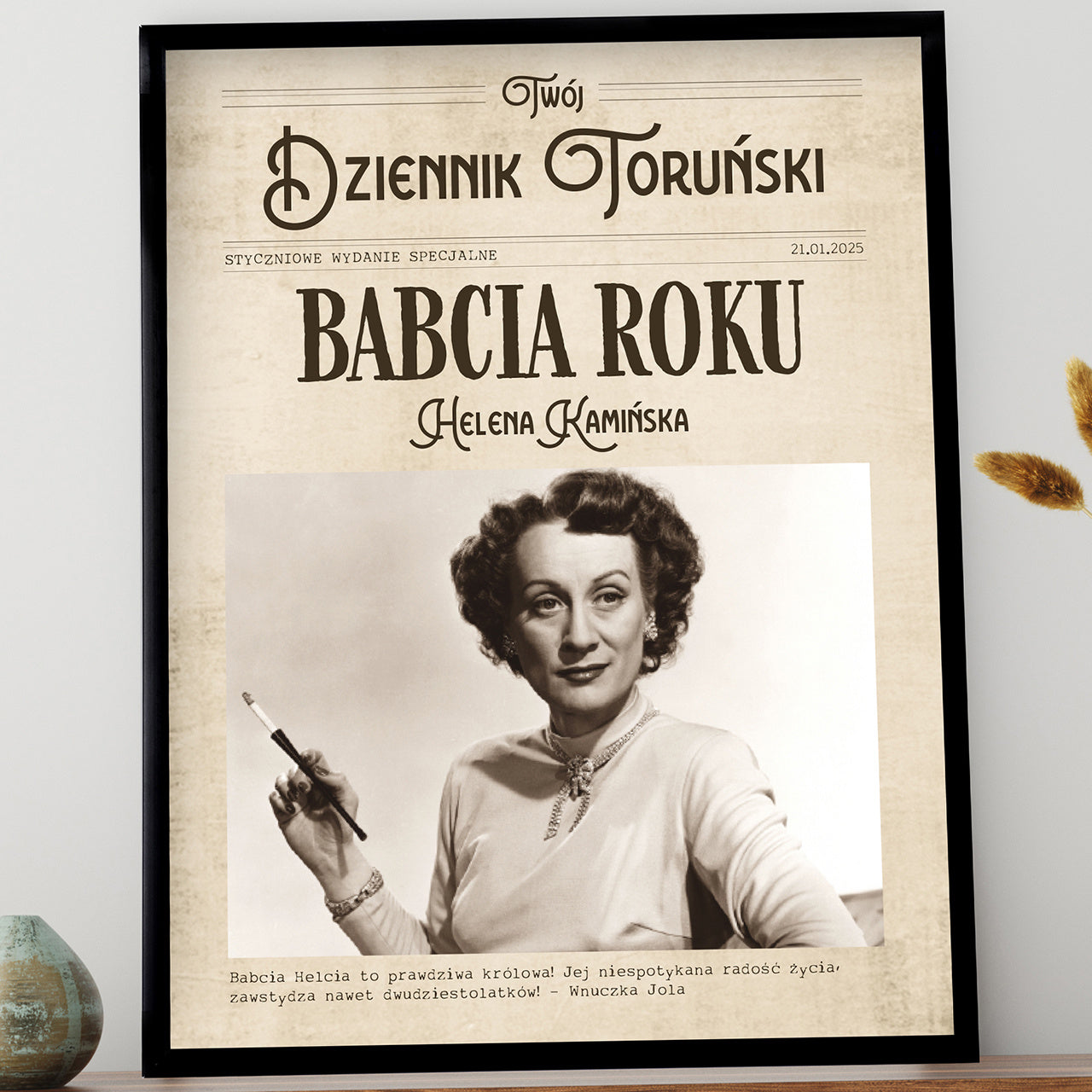 Plakat dla babci z personalizacją - Babcia Roku - prezent na Dzień Babci prezent dla babci na urodziny 