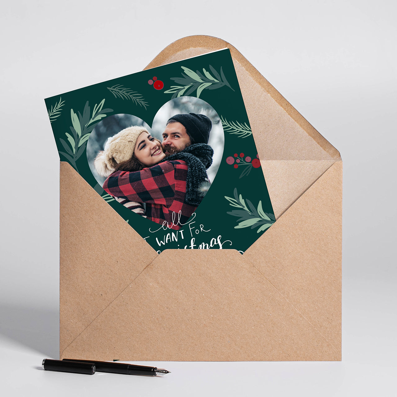 Kartka świąteczna ze zdjęciem dla ukochanego - All I want for christmas upominek świąteczny kartka na święta