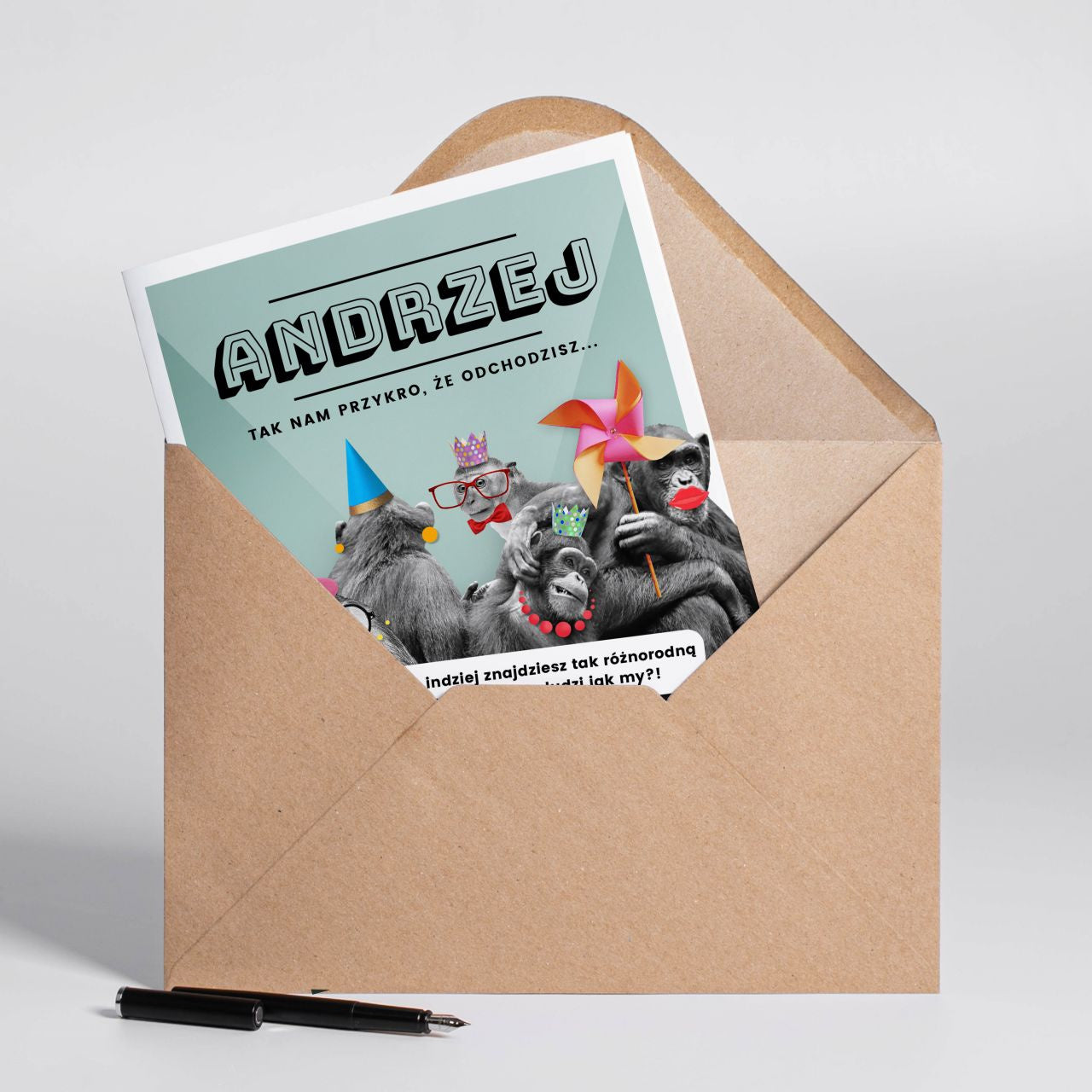 Duża kartka dla osoby odchodzącej z pracy - prezent dla kolegi z pracy personalizowana kartka upominek dla kolegi